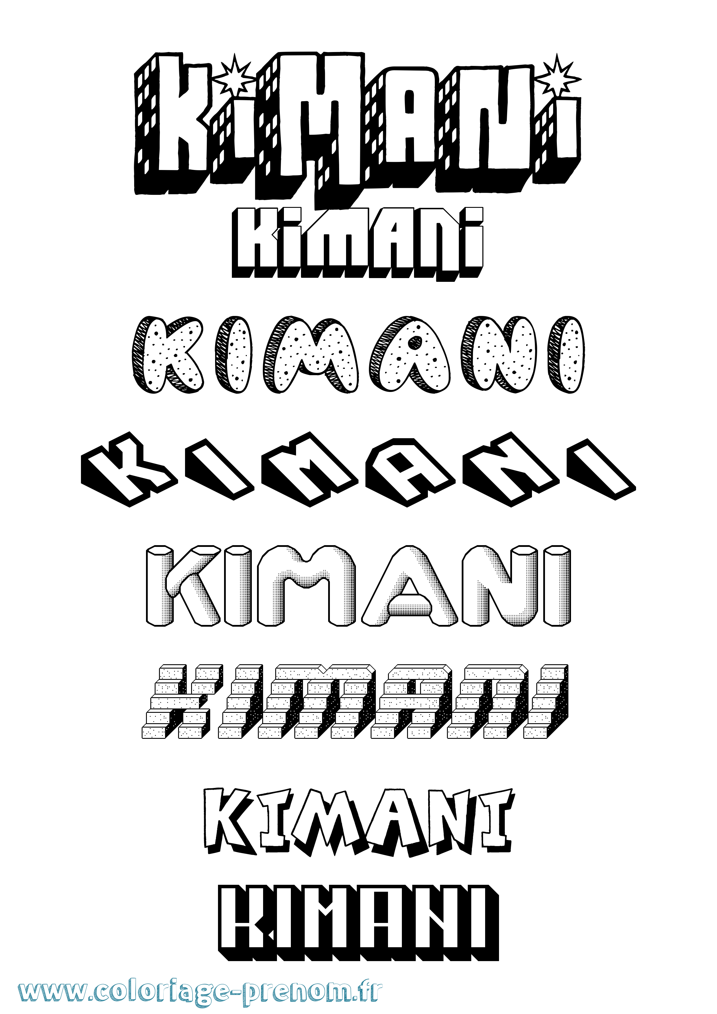 Coloriage Kimani Effet 3D Coloriage prénom Kimani Effet 3D