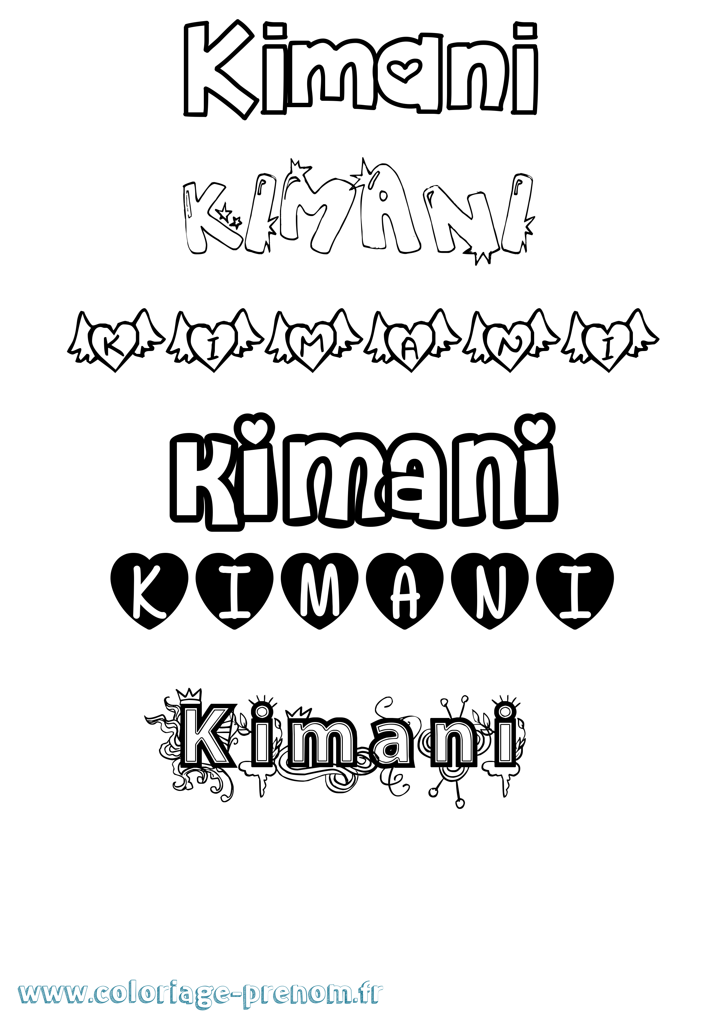Coloriage Kimani Girly Coloriage prénom Kimani Girly