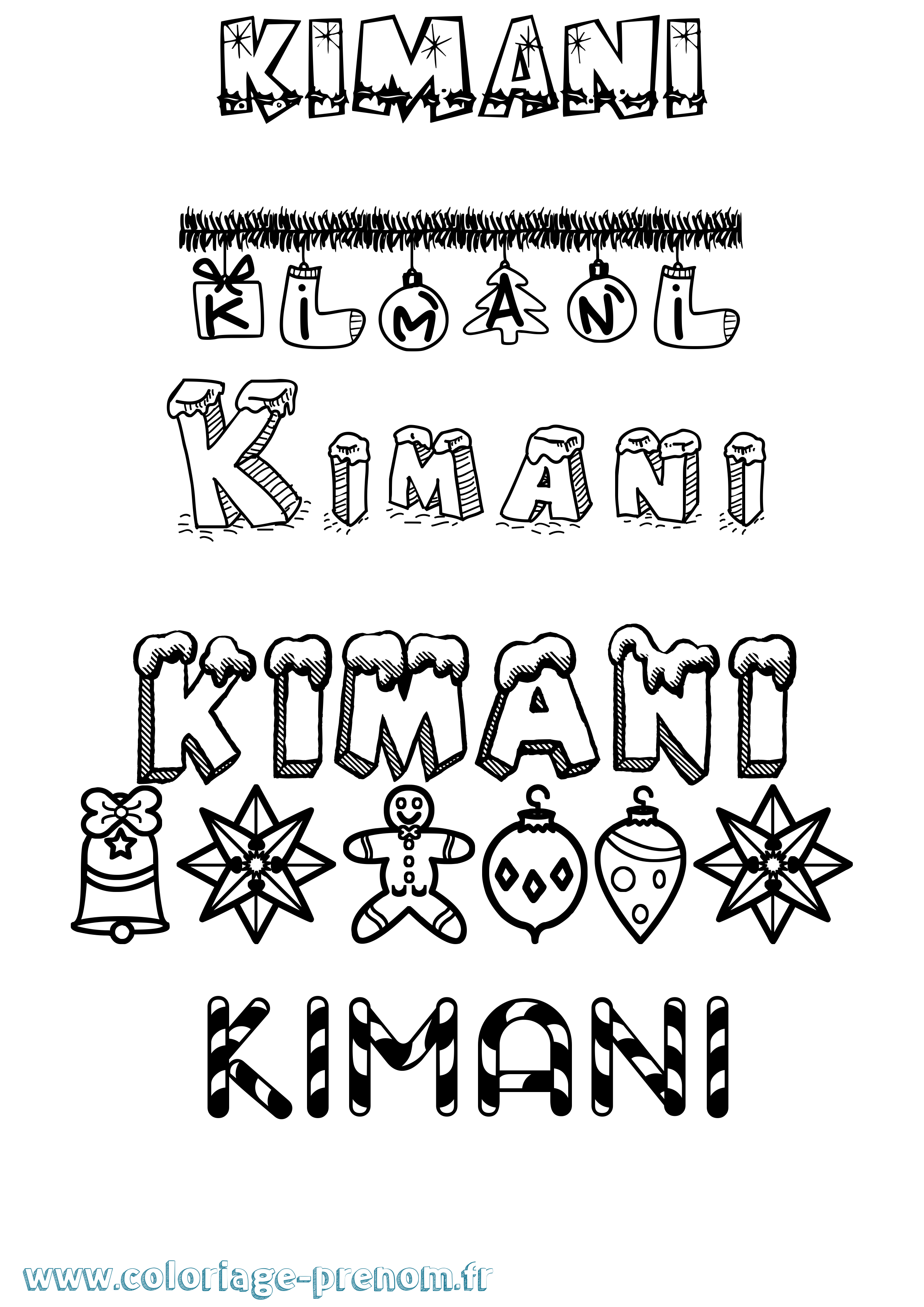 Coloriage Kimani Noël Coloriage prénom Kimani Noël