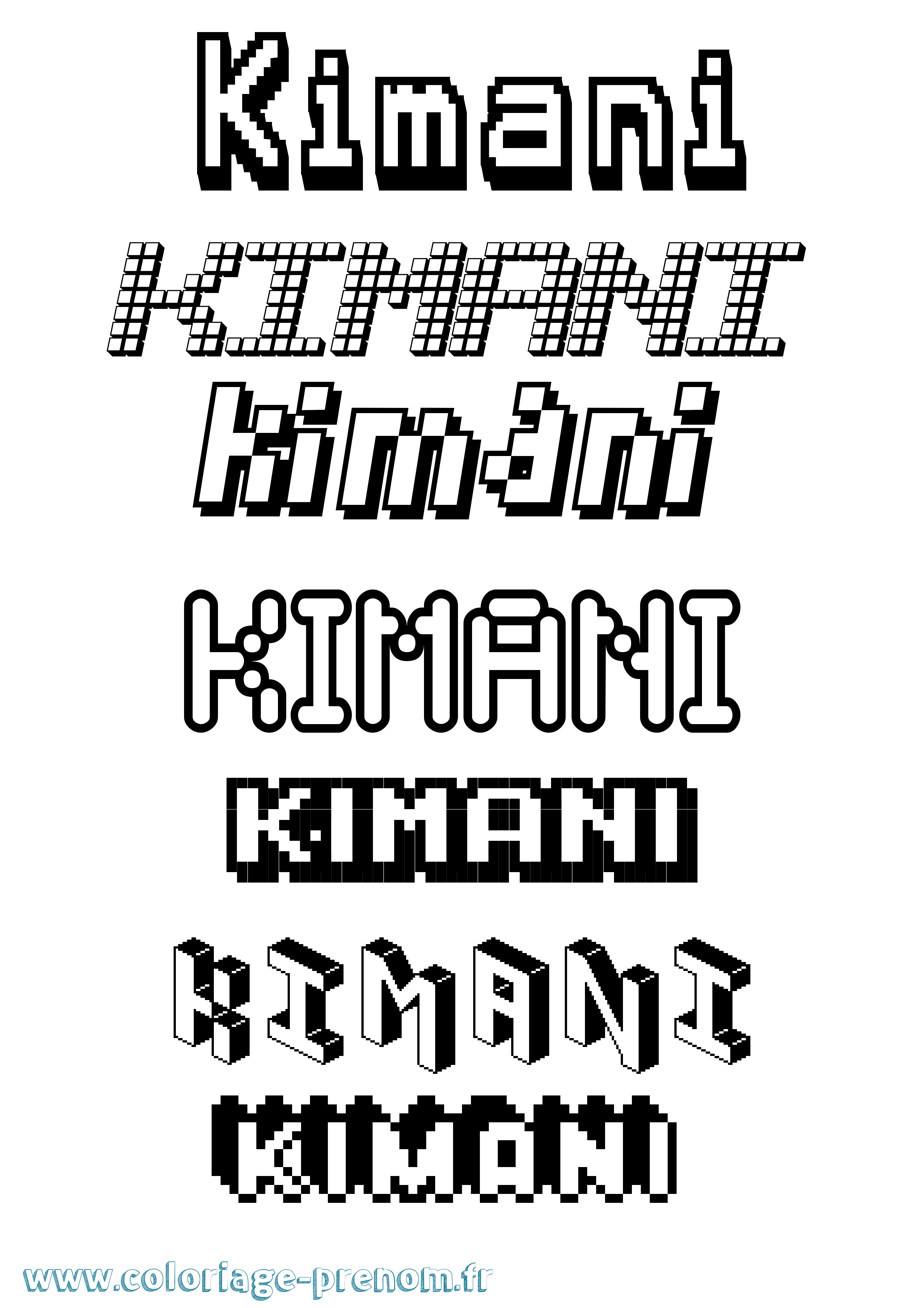 Coloriage Kimani Pixel Coloriage prénom Kimani Pixel