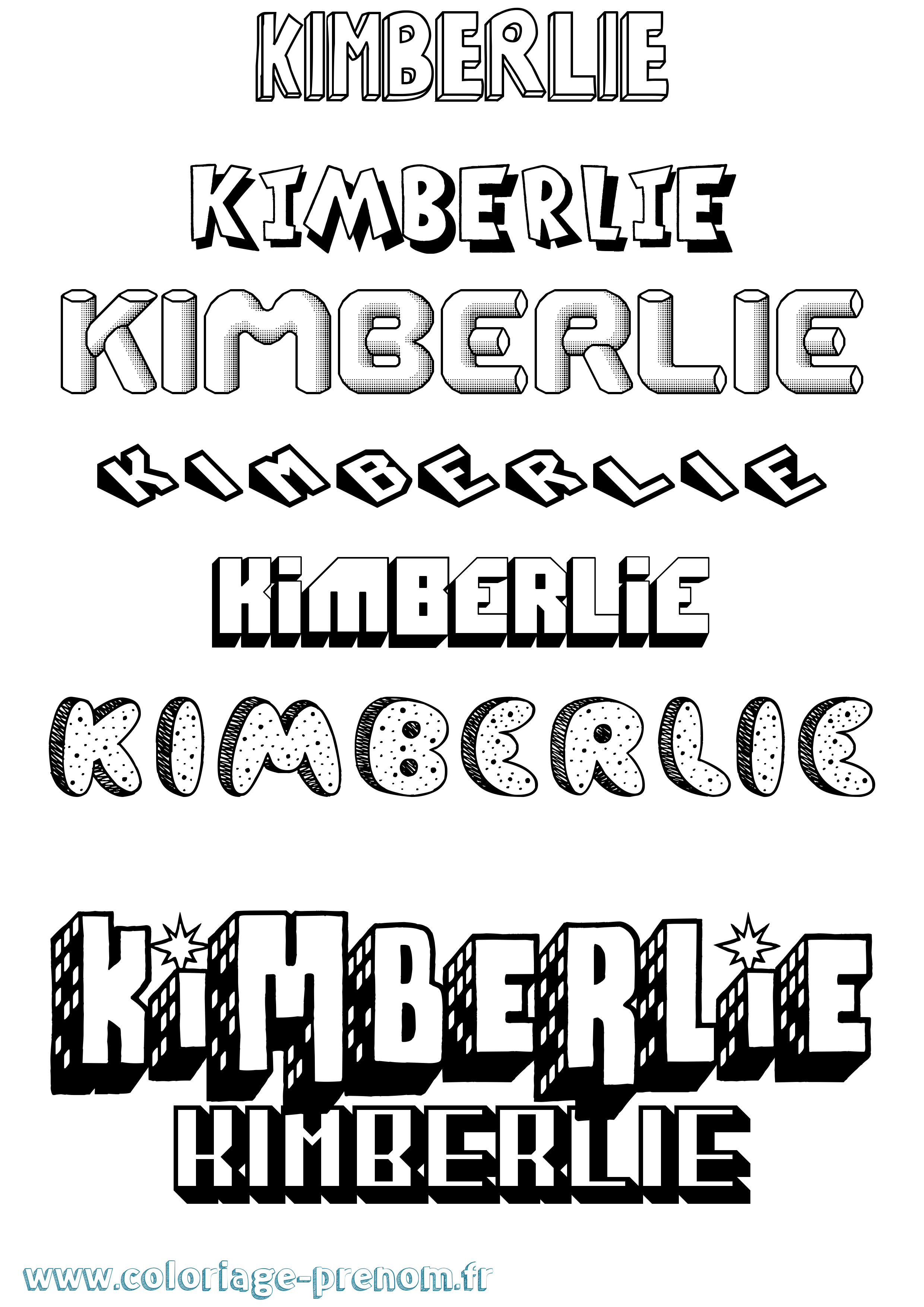 Coloriage Kimberlie Effet 3D Coloriage prénom Kimberlie Effet 3D