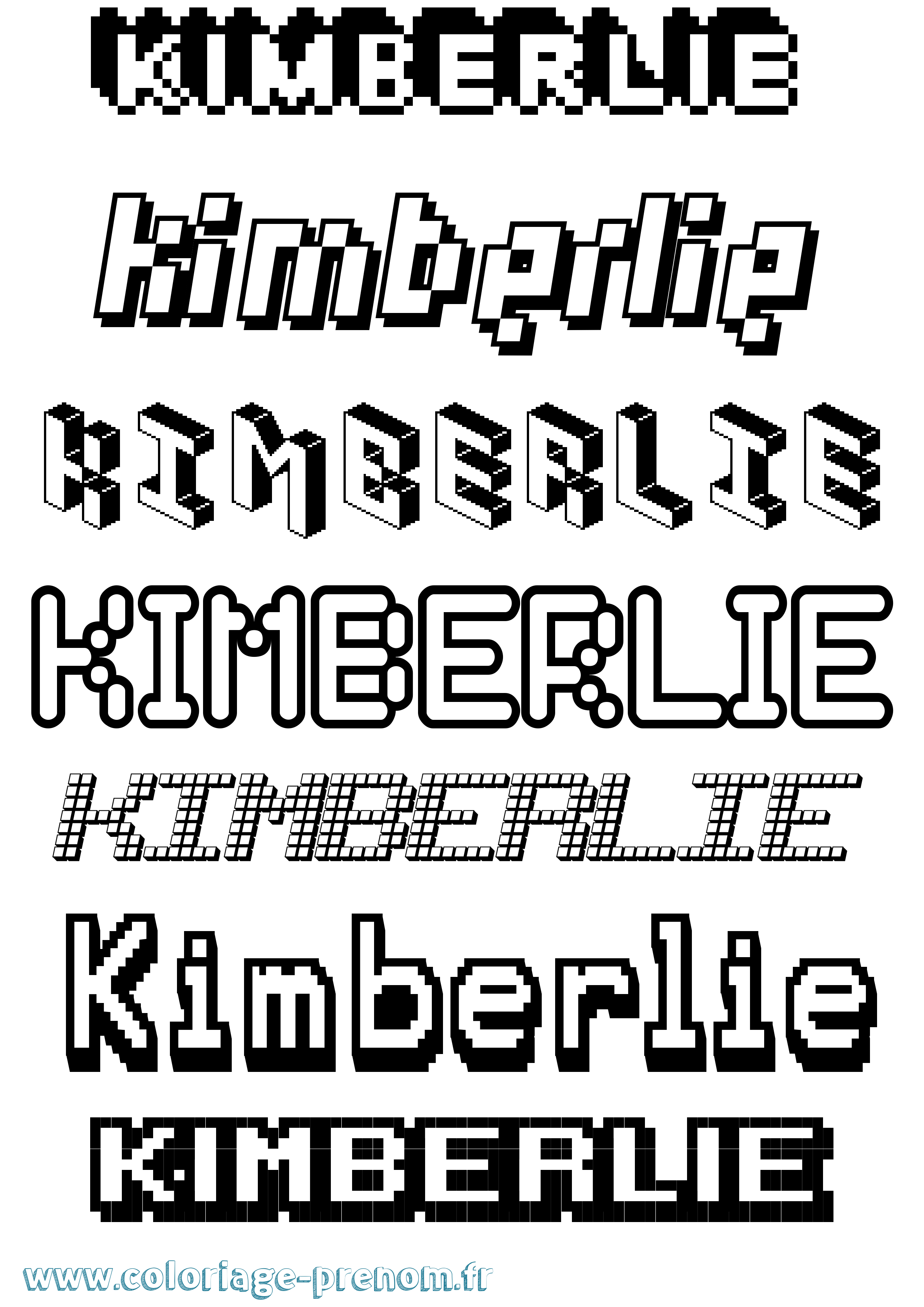 Coloriage Kimberlie Pixel Coloriage prénom Kimberlie Pixel