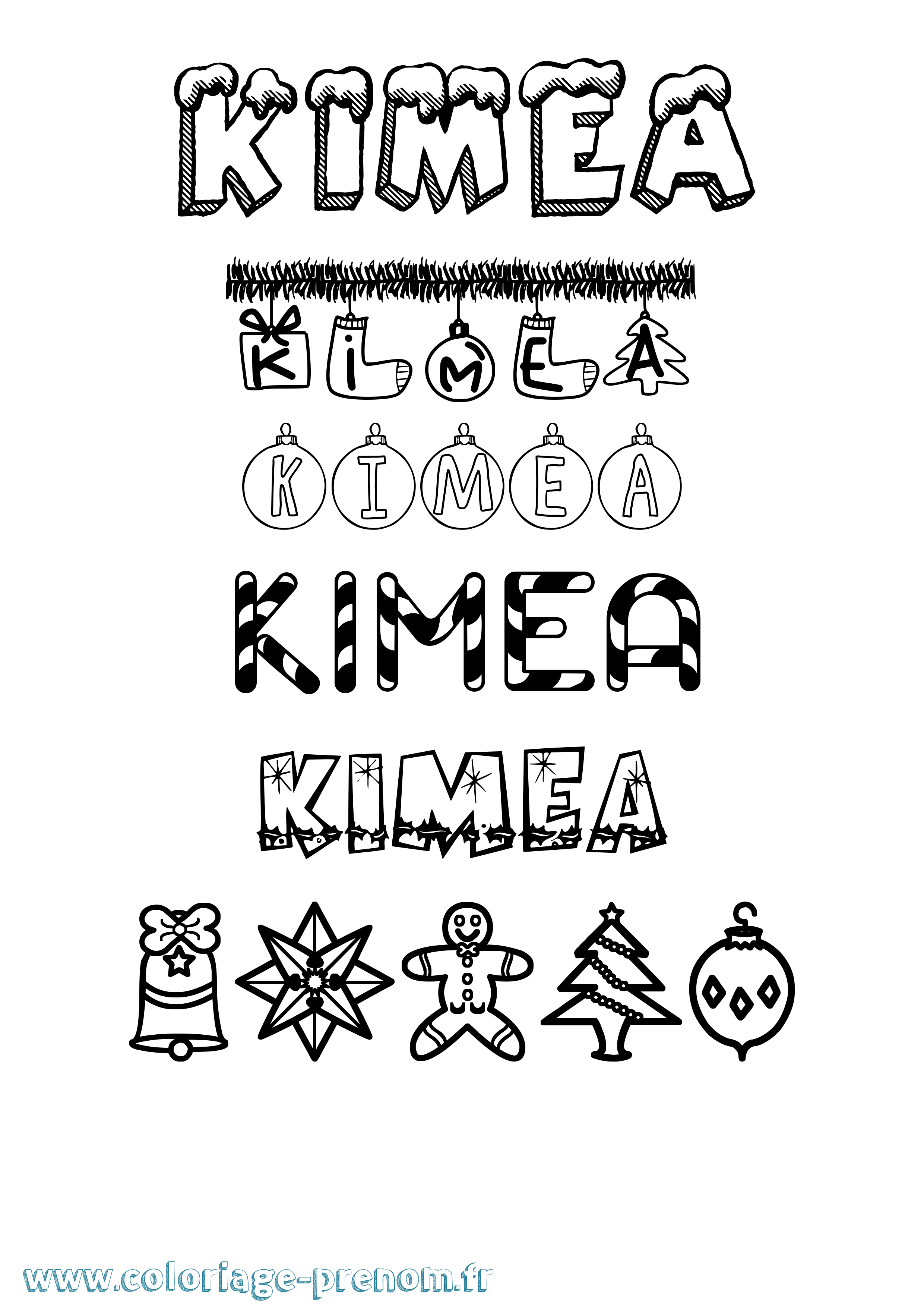 Coloriage Kimea Noël Coloriage prénom Kimea Noël
