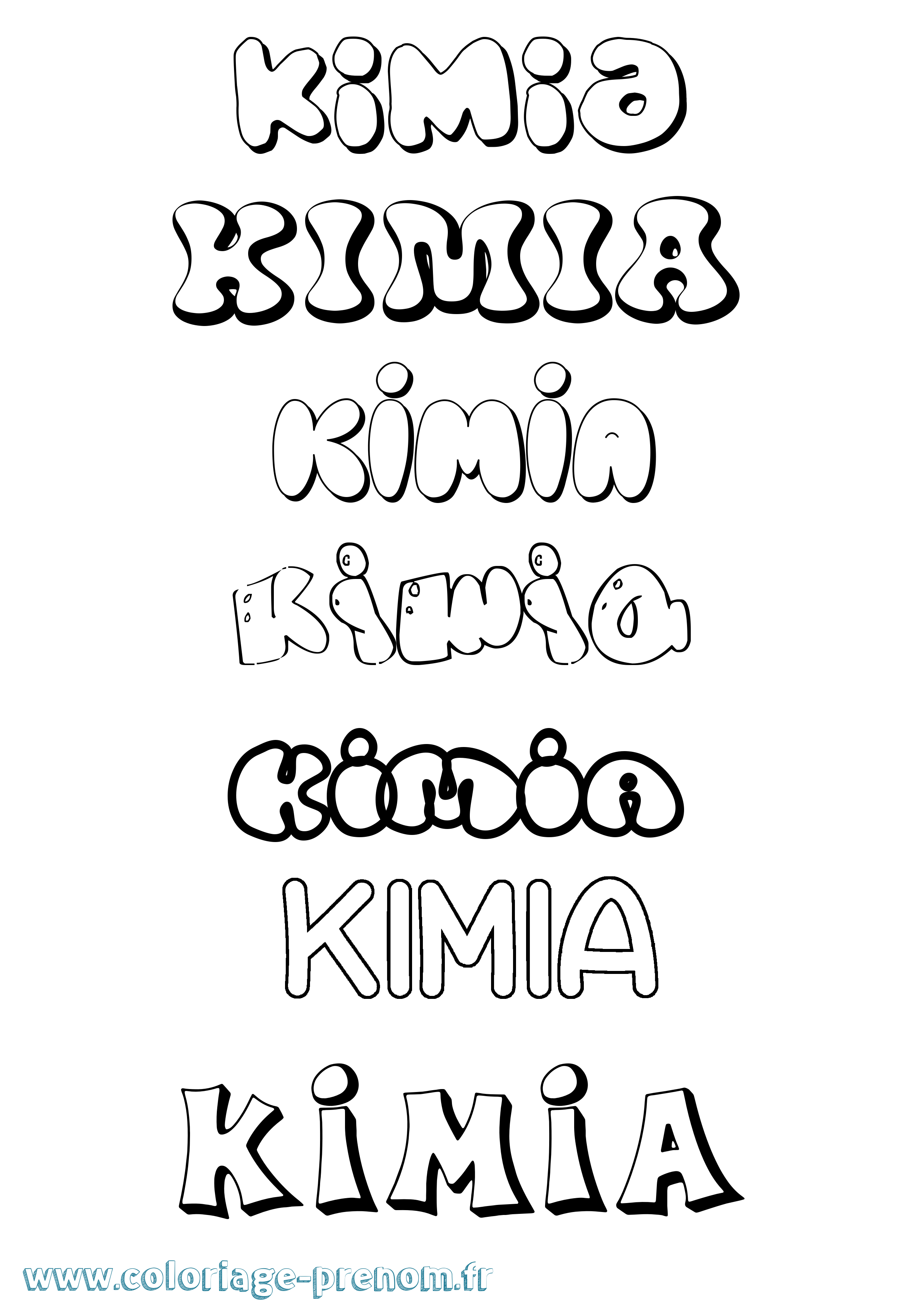 Coloriage Kimia Bubble Coloriage prénom Kimia Bubble