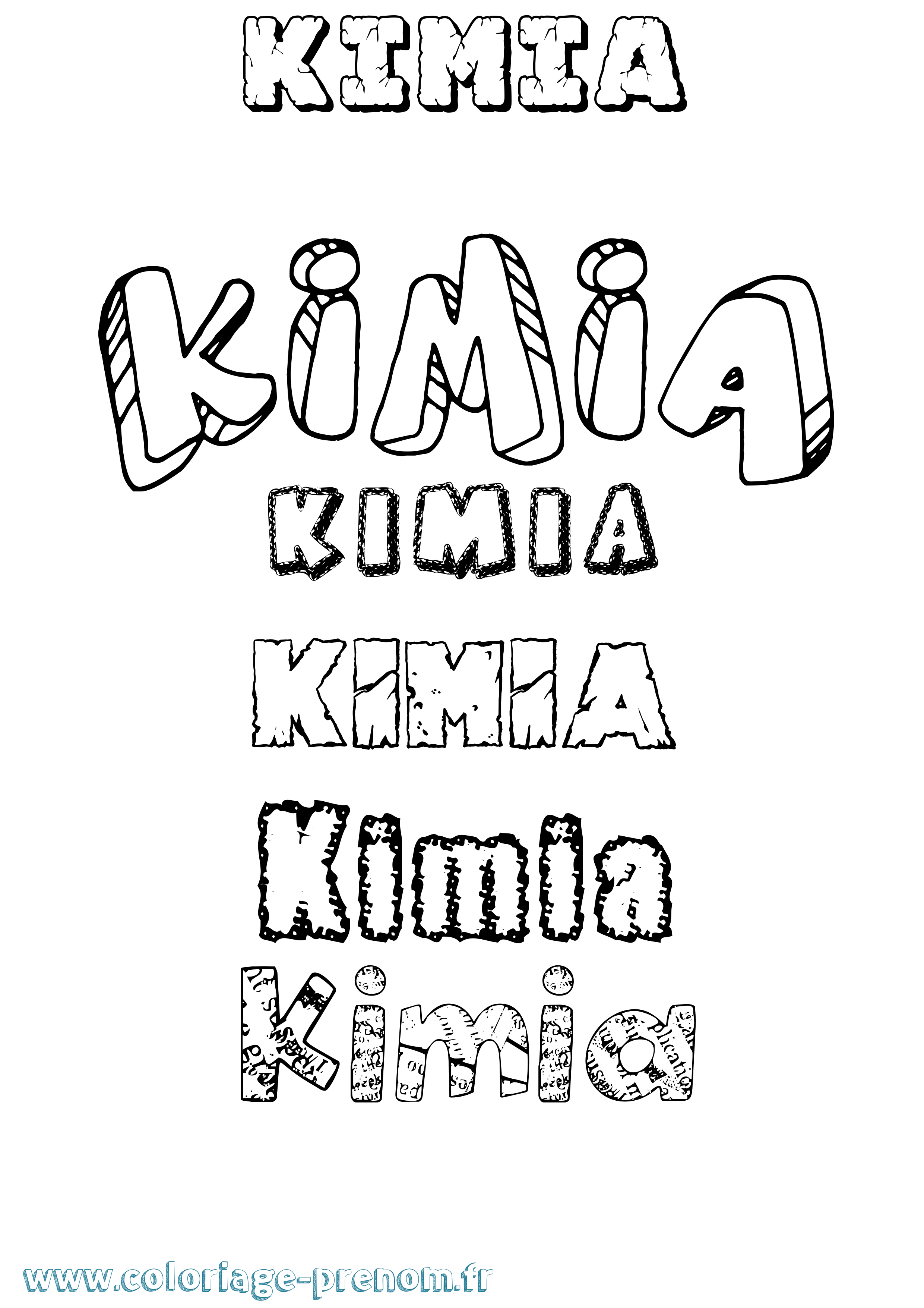 Coloriage Kimia Destructuré Coloriage prénom Kimia Destructuré