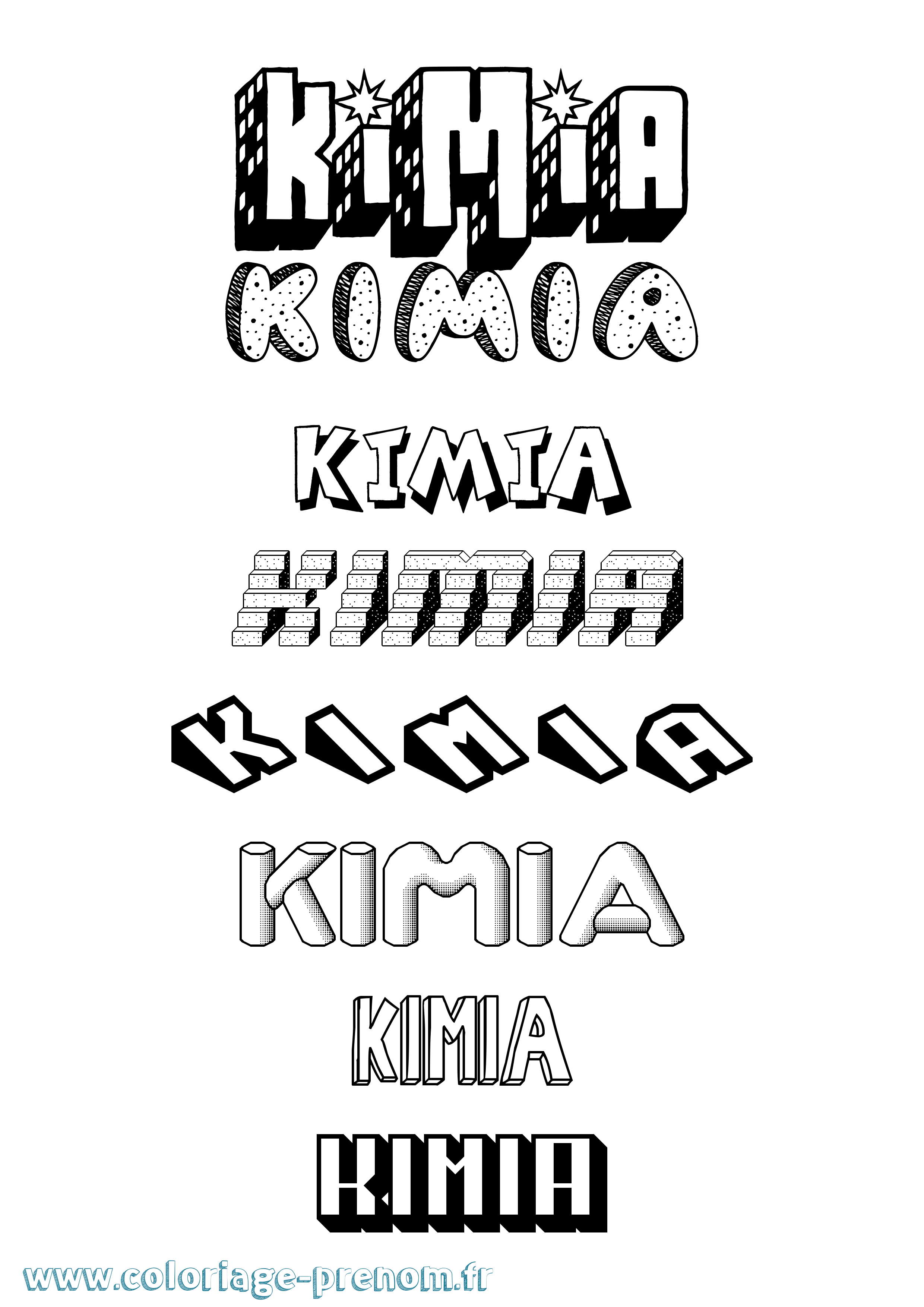 Coloriage Kimia Effet 3D Coloriage prénom Kimia Effet 3D