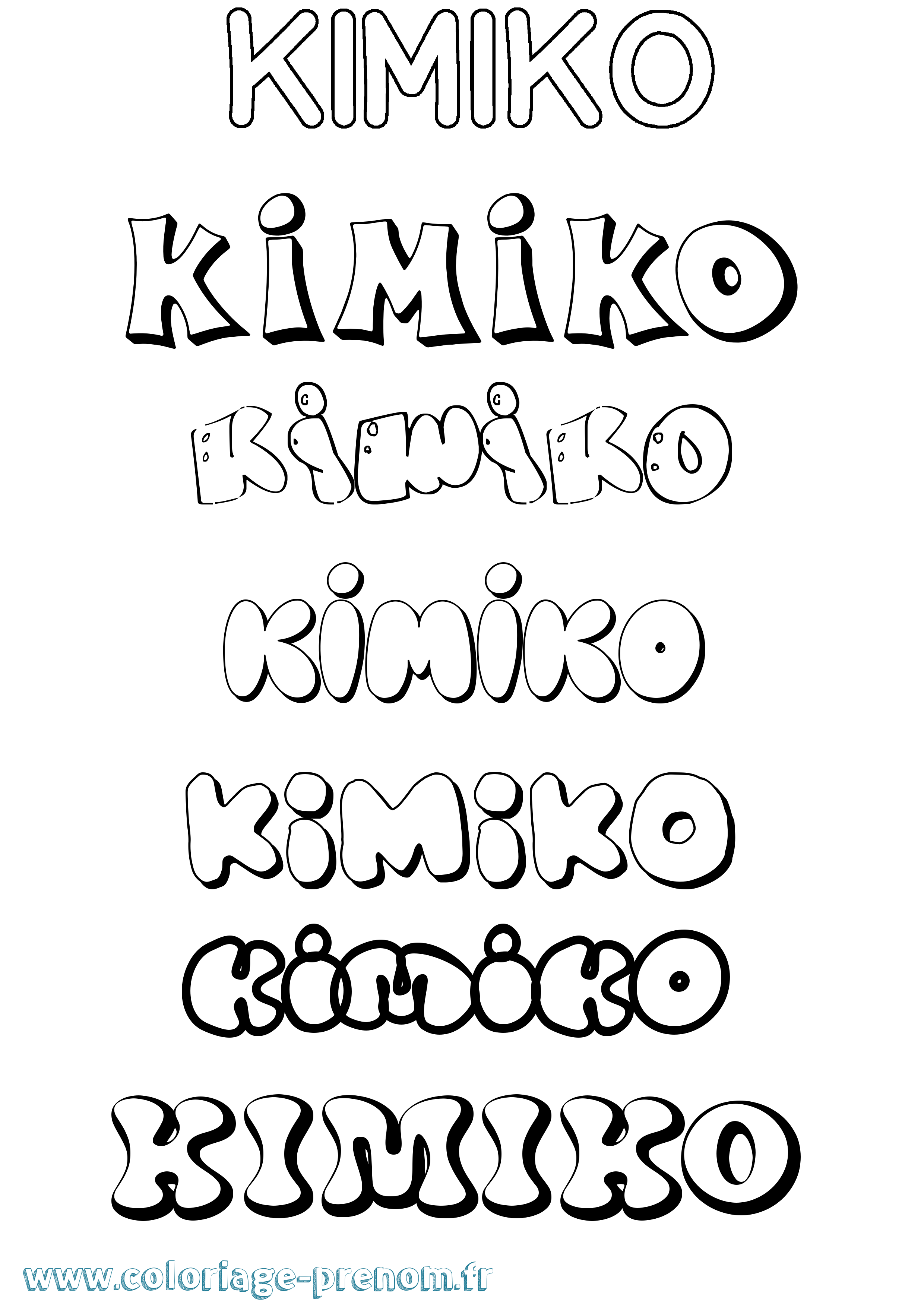 Coloriage Kimiko Bubble Coloriage prénom Kimiko Bubble