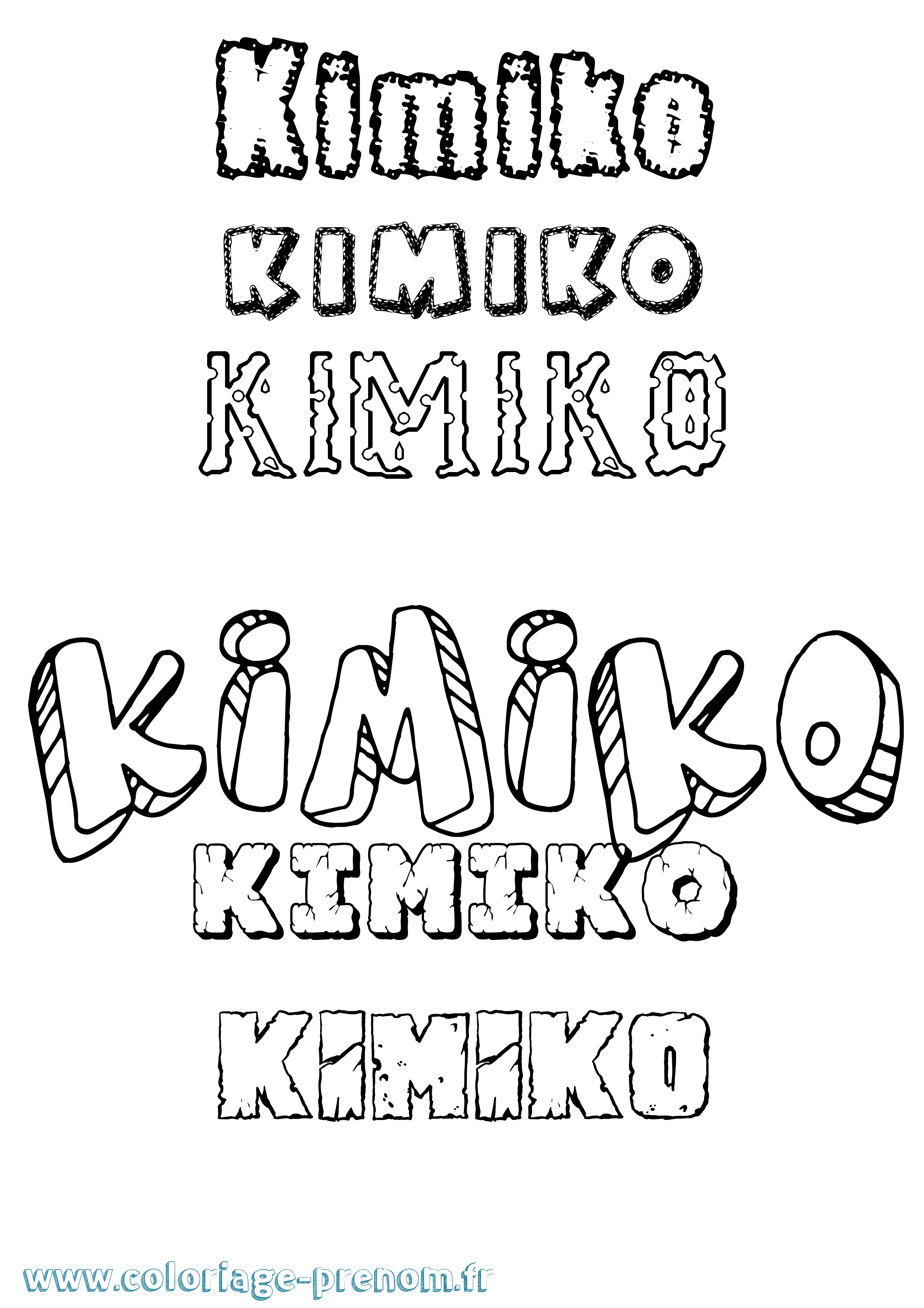 Coloriage Kimiko Destructuré Coloriage prénom Kimiko Destructuré