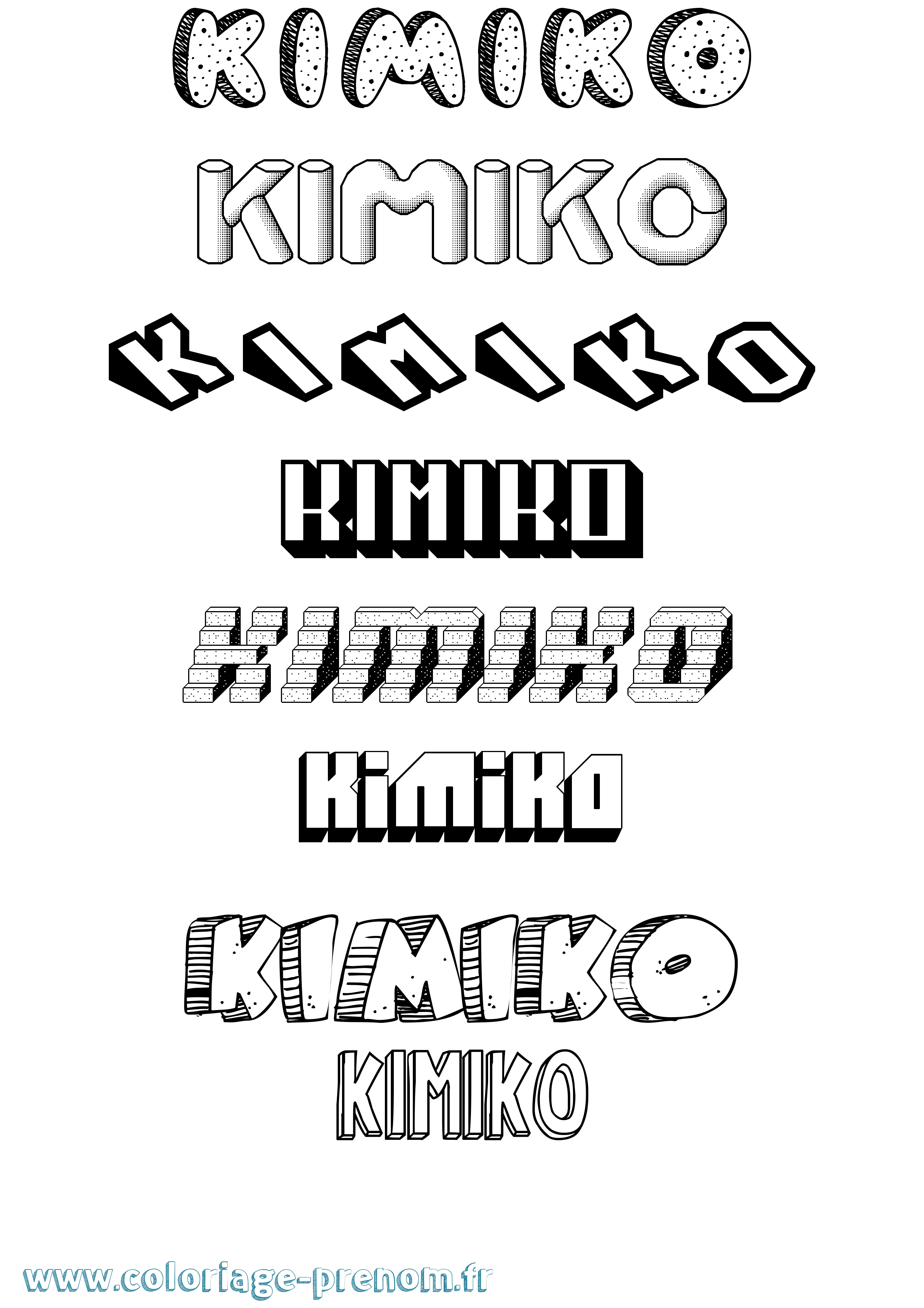 Coloriage Kimiko Effet 3D Coloriage prénom Kimiko Effet 3D