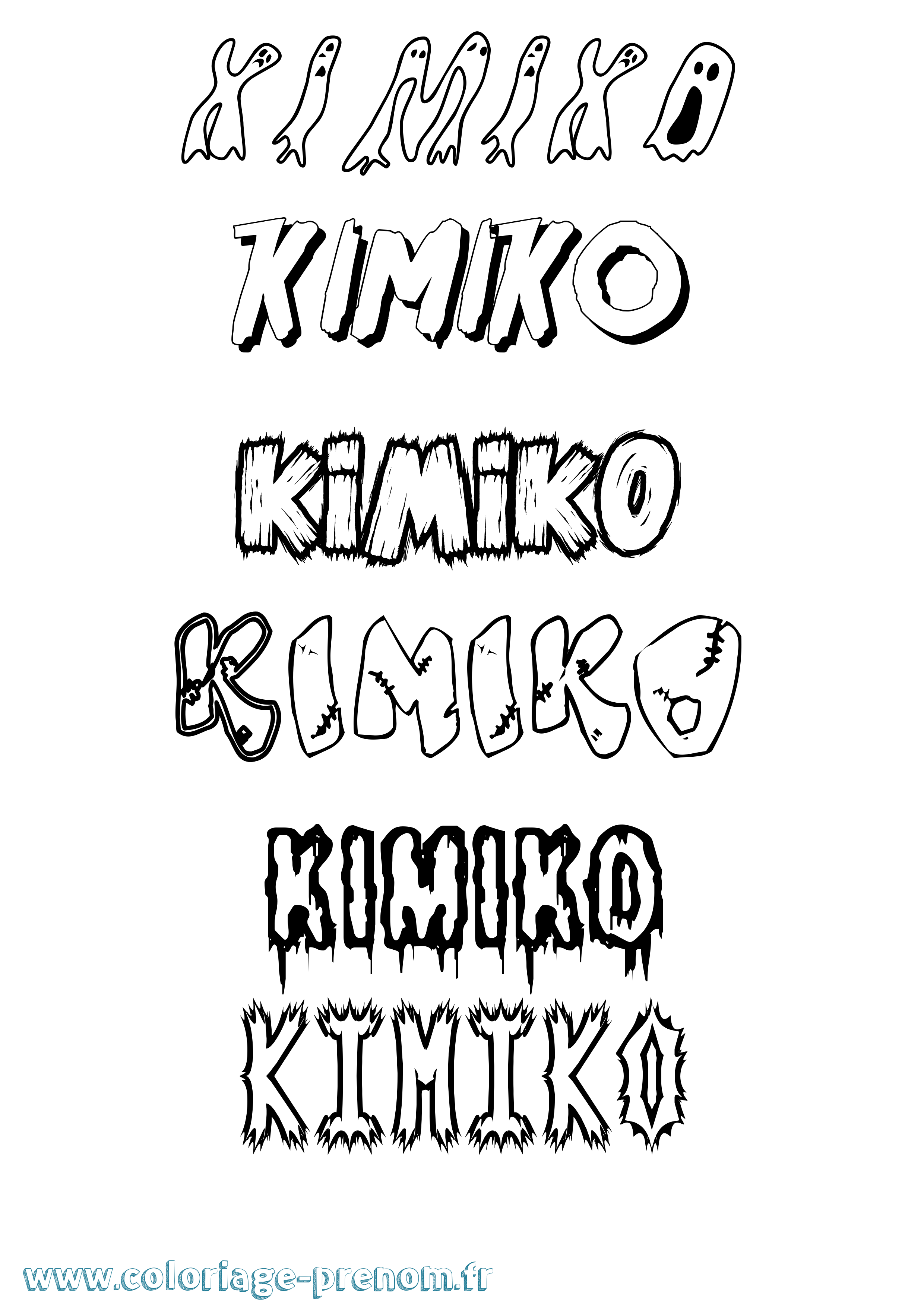 Coloriage Kimiko Frisson Coloriage prénom Kimiko Frisson