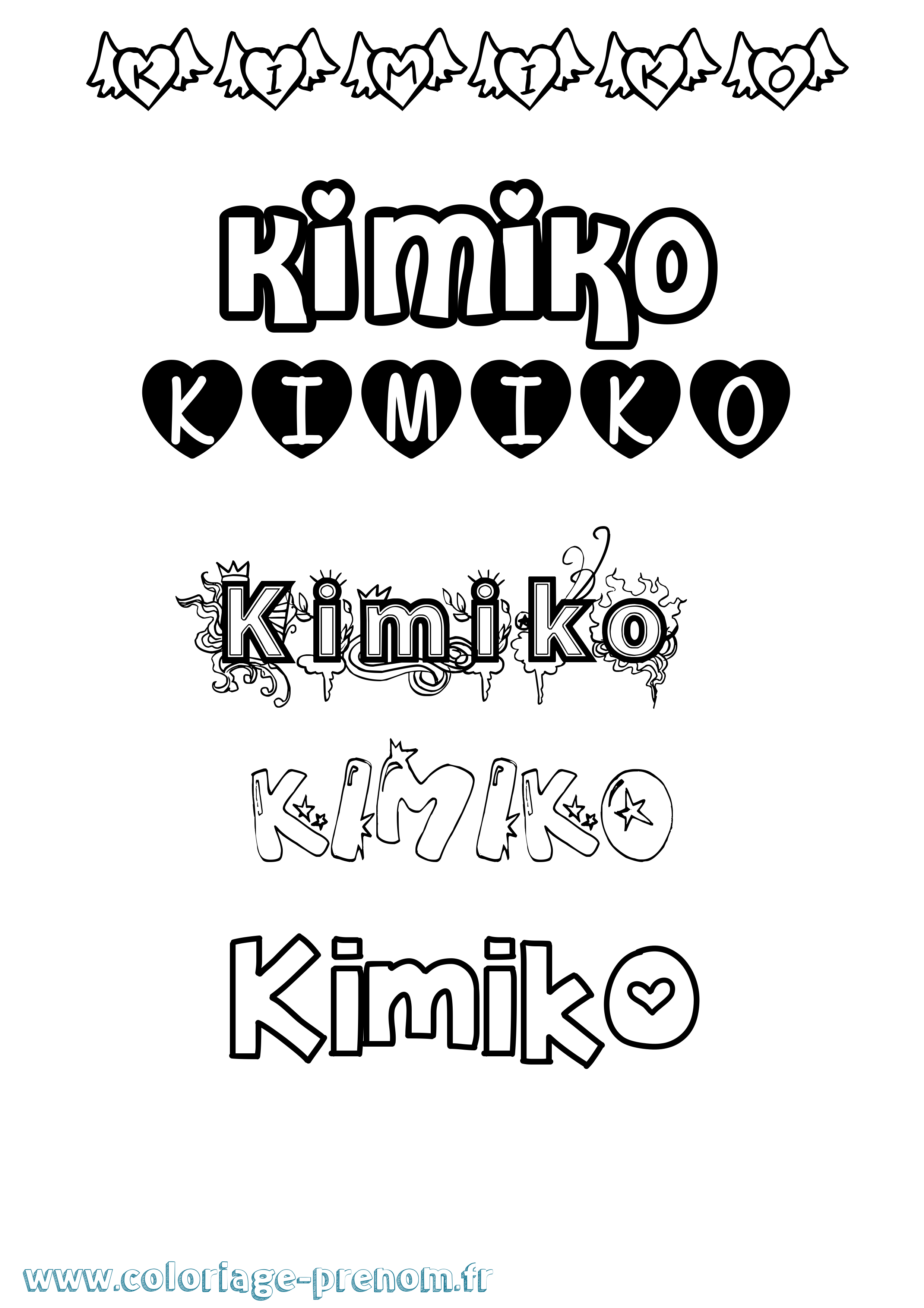 Coloriage Kimiko Girly Coloriage prénom Kimiko Girly