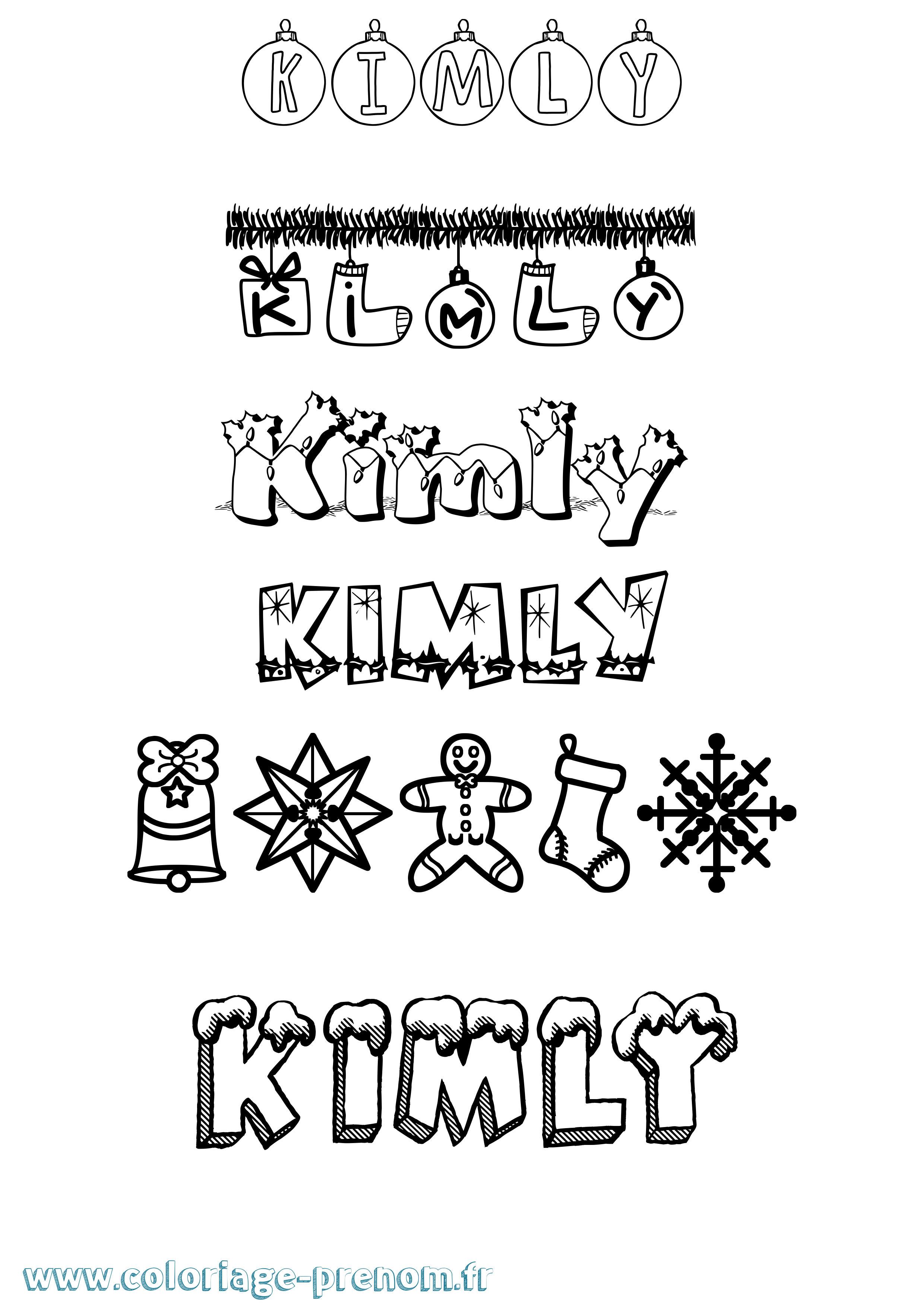 Coloriage Kimly Noël Coloriage prénom Kimly Noël