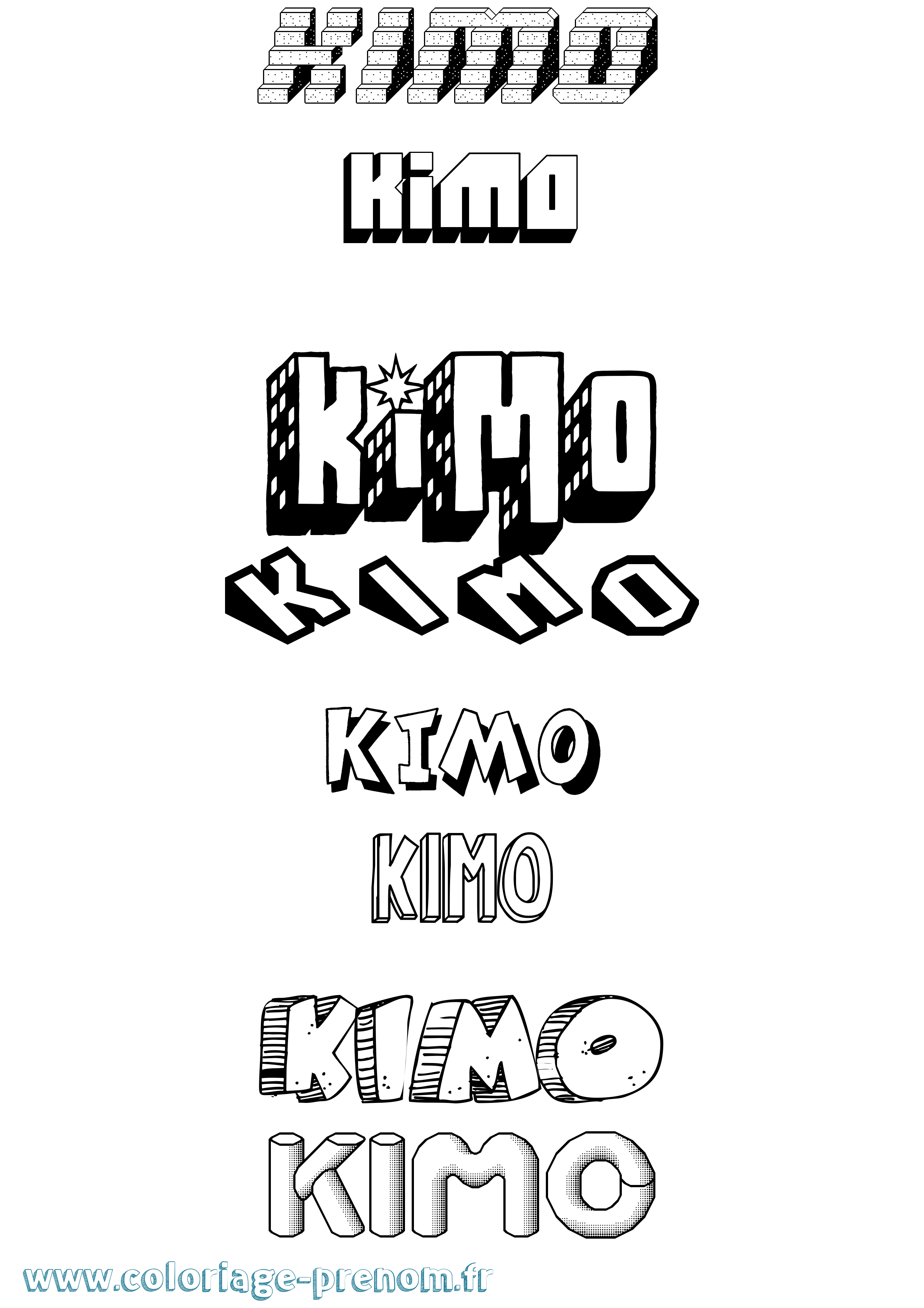 Coloriage Kimo Effet 3D Coloriage prénom Kimo Effet 3D