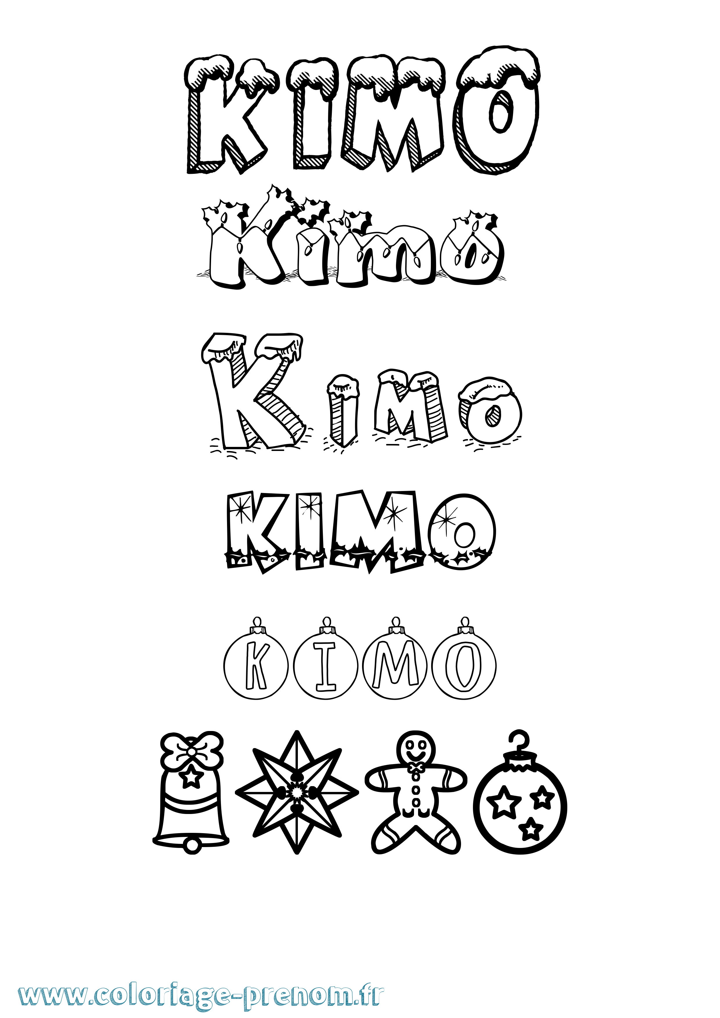 Coloriage Kimo Noël Coloriage prénom Kimo Noël
