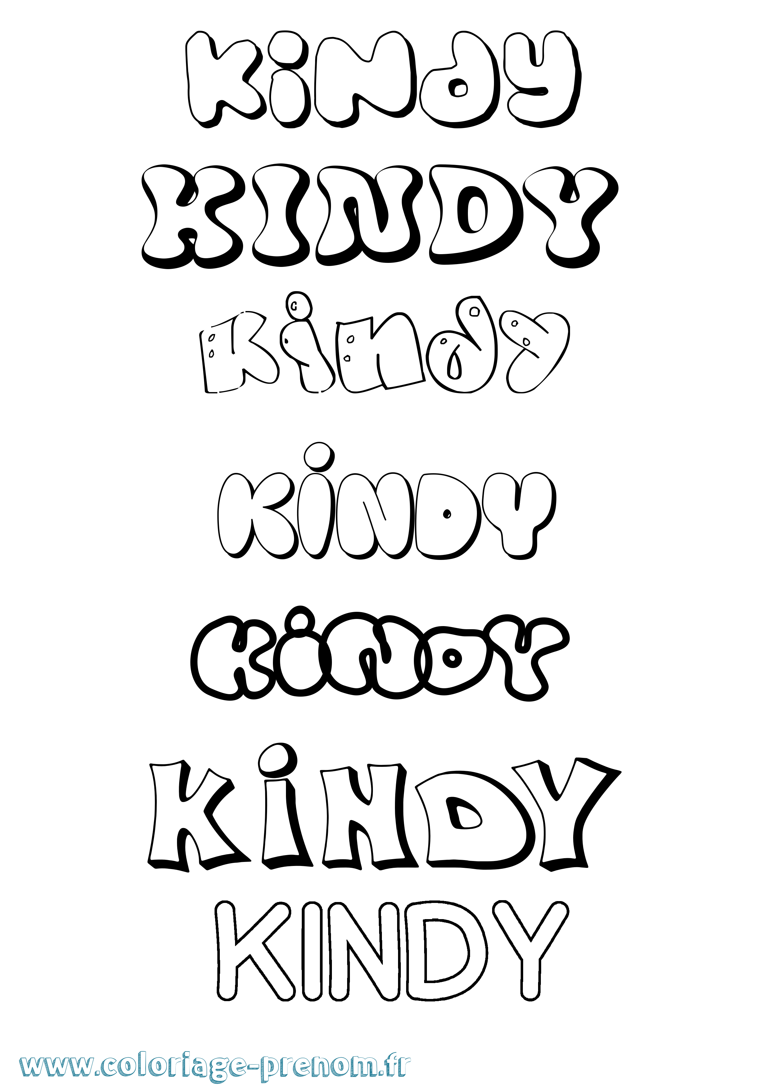 Coloriage Kindy Bubble Coloriage prénom Kindy Bubble
