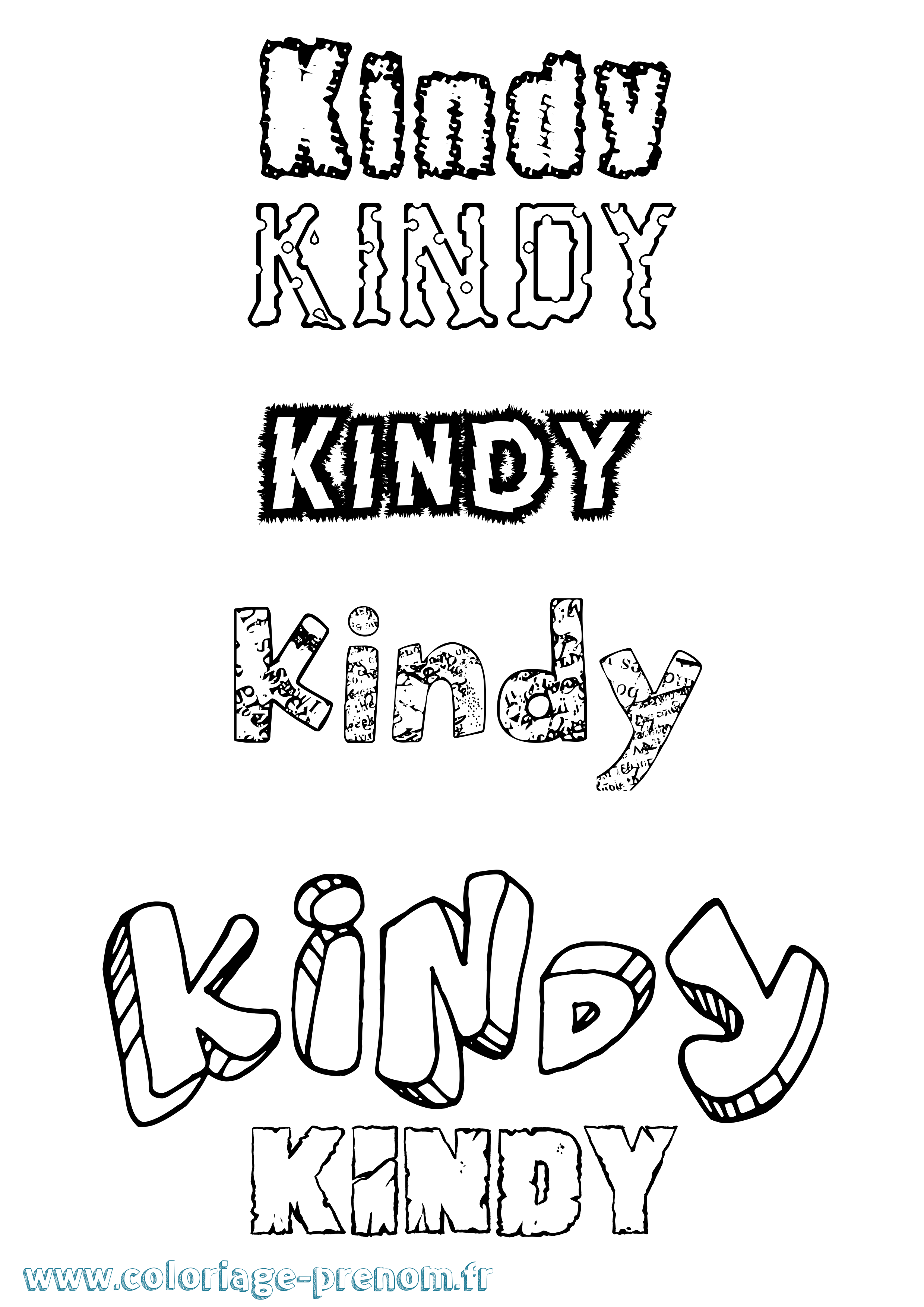 Coloriage Kindy Destructuré Coloriage prénom Kindy Destructuré