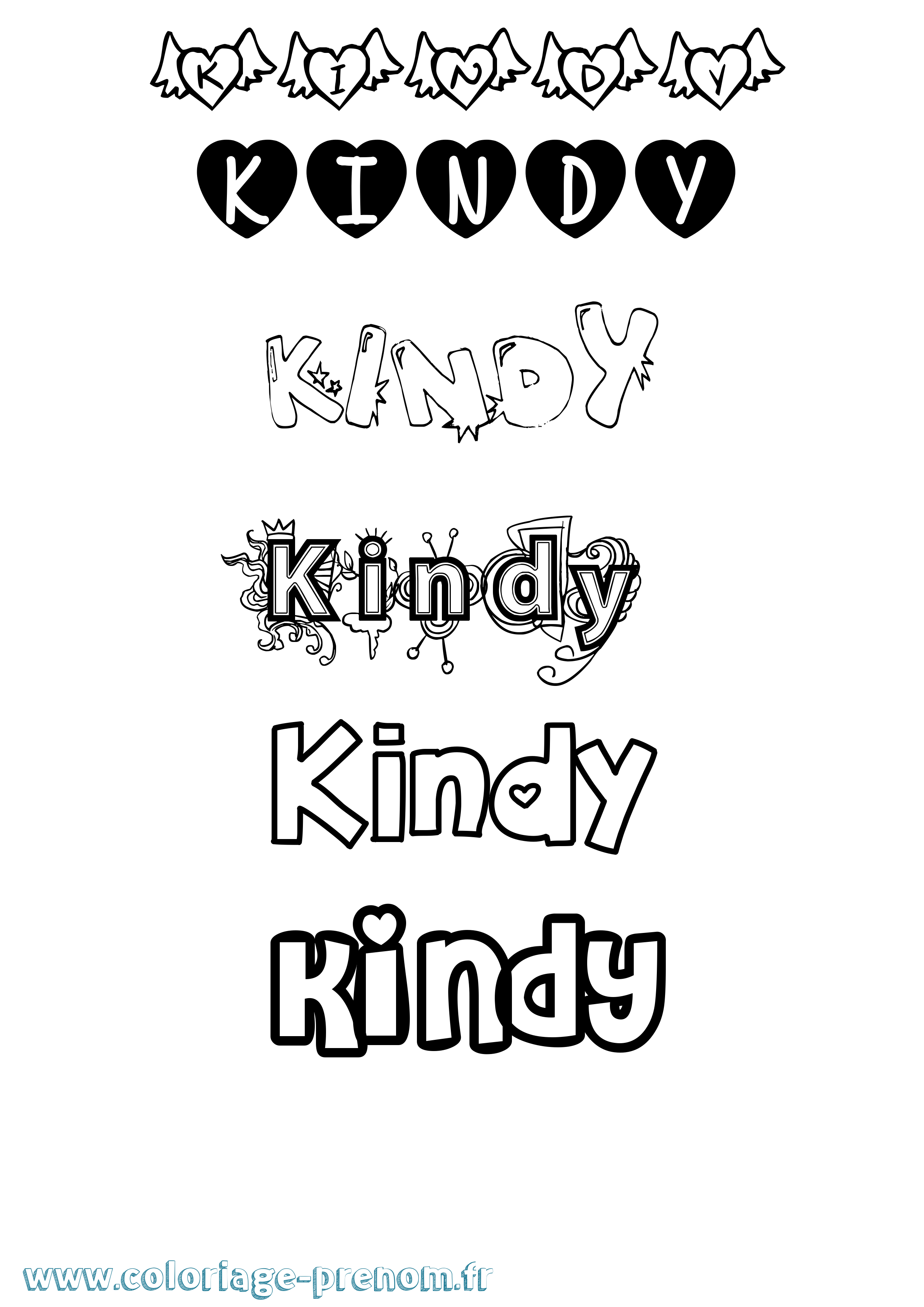Coloriage Kindy Girly Coloriage prénom Kindy Girly