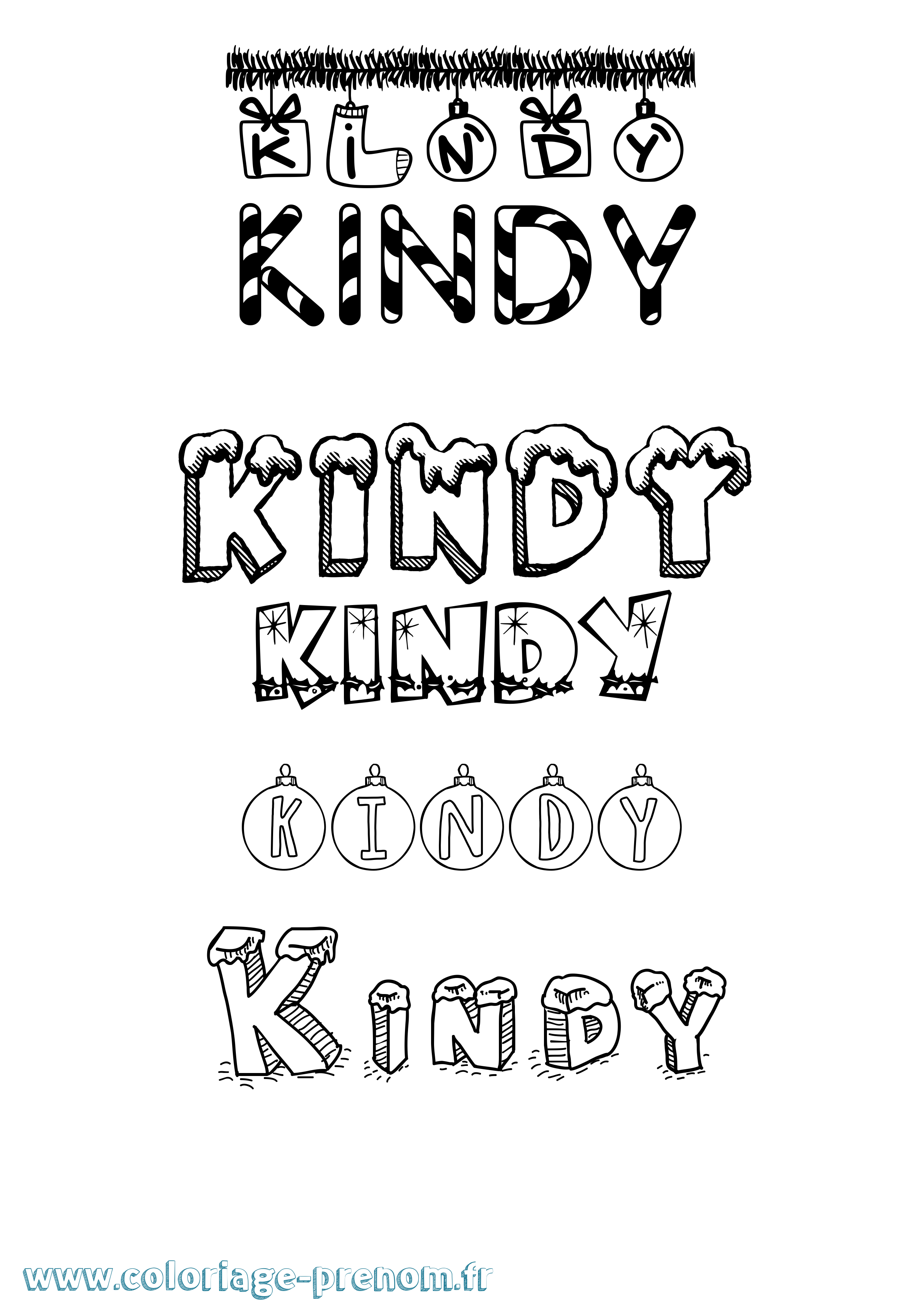 Coloriage Kindy Noël Coloriage prénom Kindy Noël