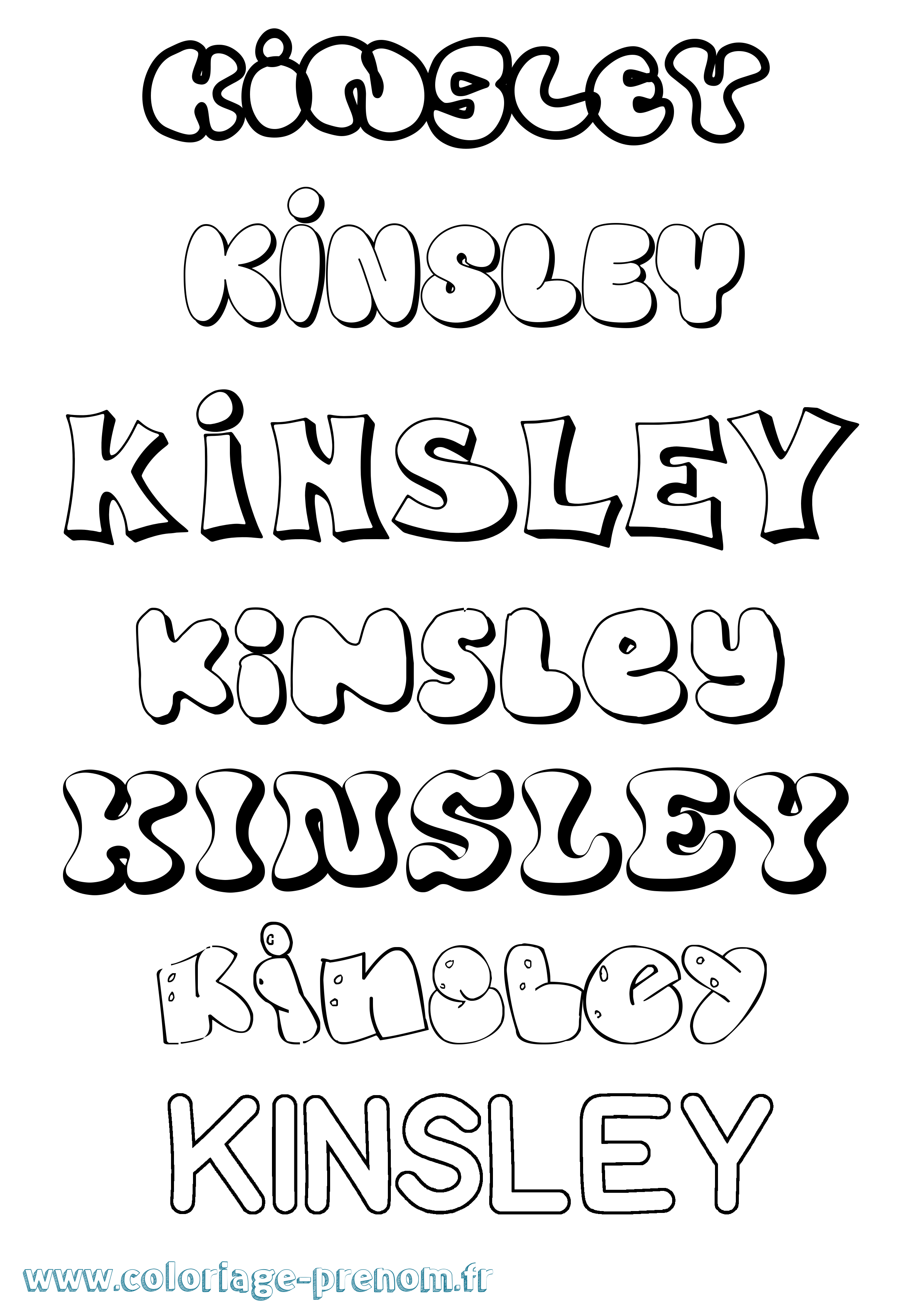 Coloriage Kinsley Bubble Coloriage prénom Kinsley Bubble