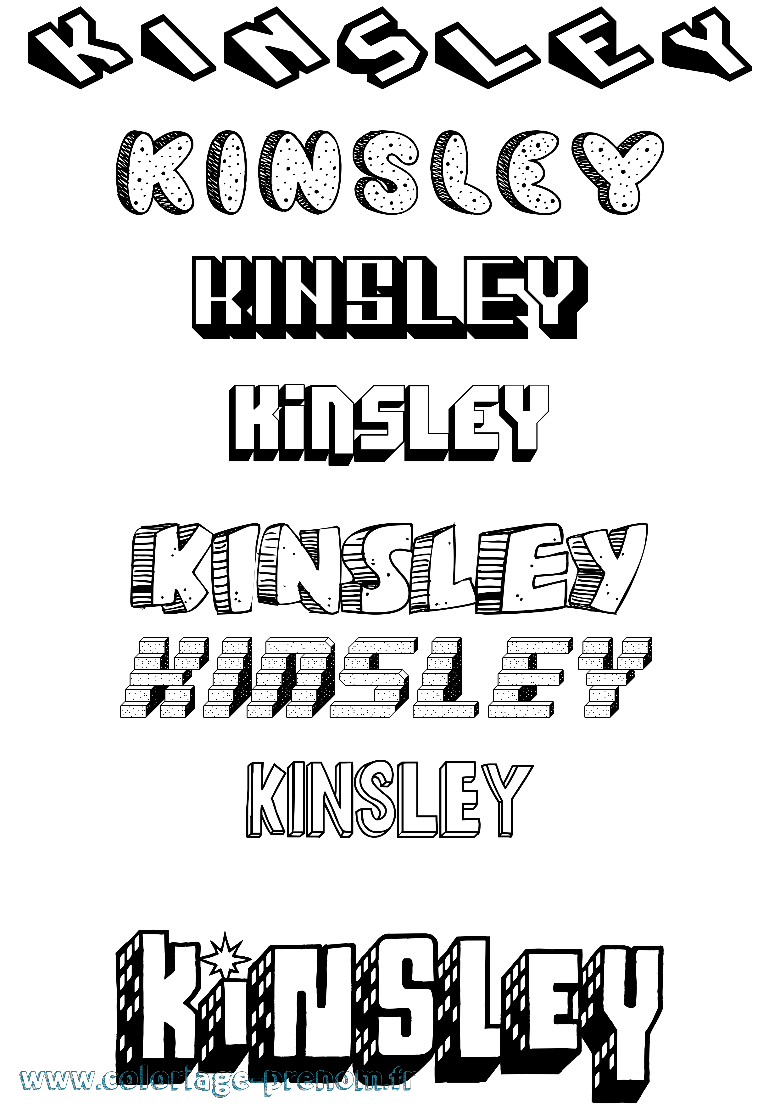 Coloriage Kinsley Effet 3D Coloriage prénom Kinsley Effet 3D