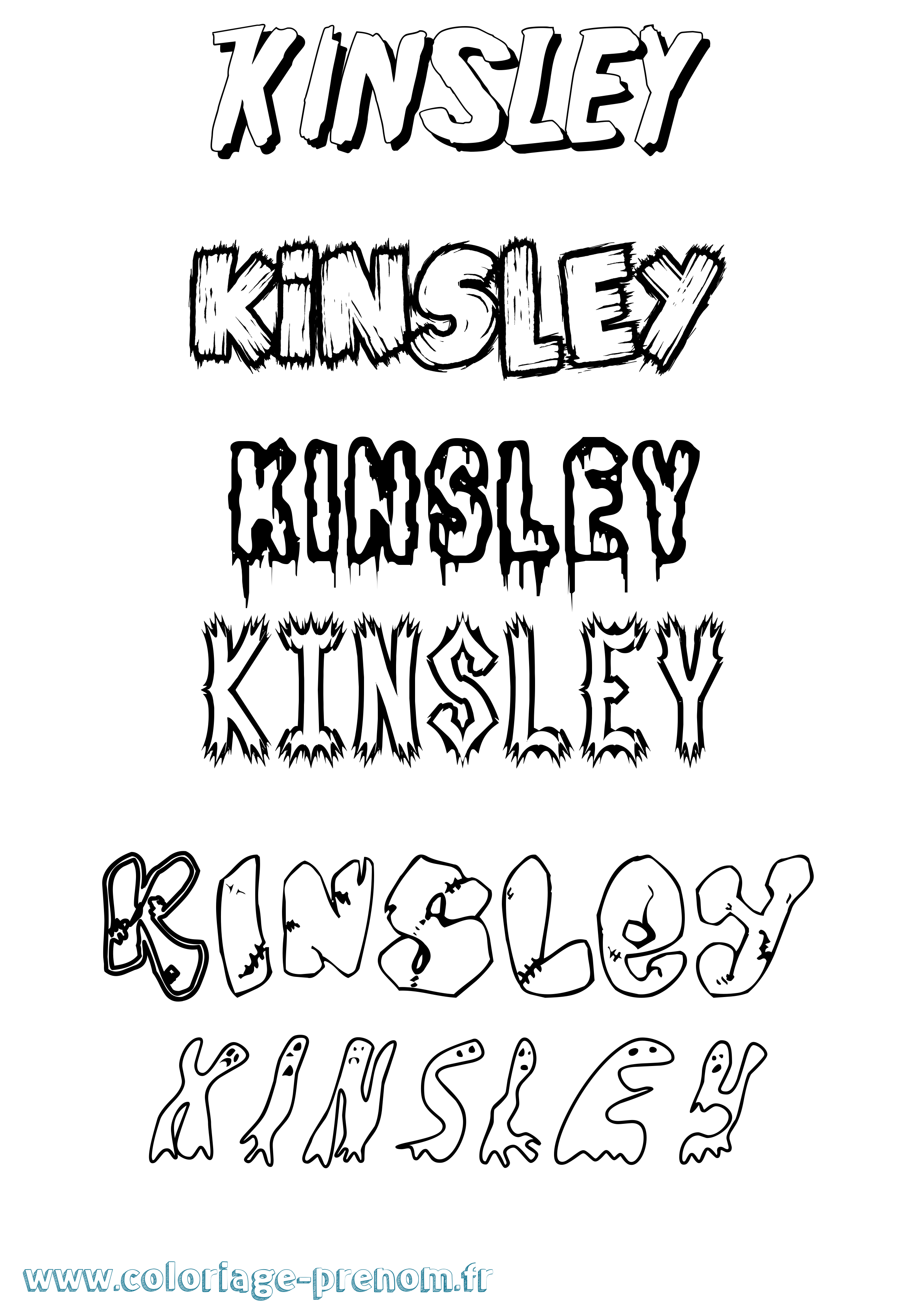 Coloriage Kinsley Frisson Coloriage prénom Kinsley Frisson