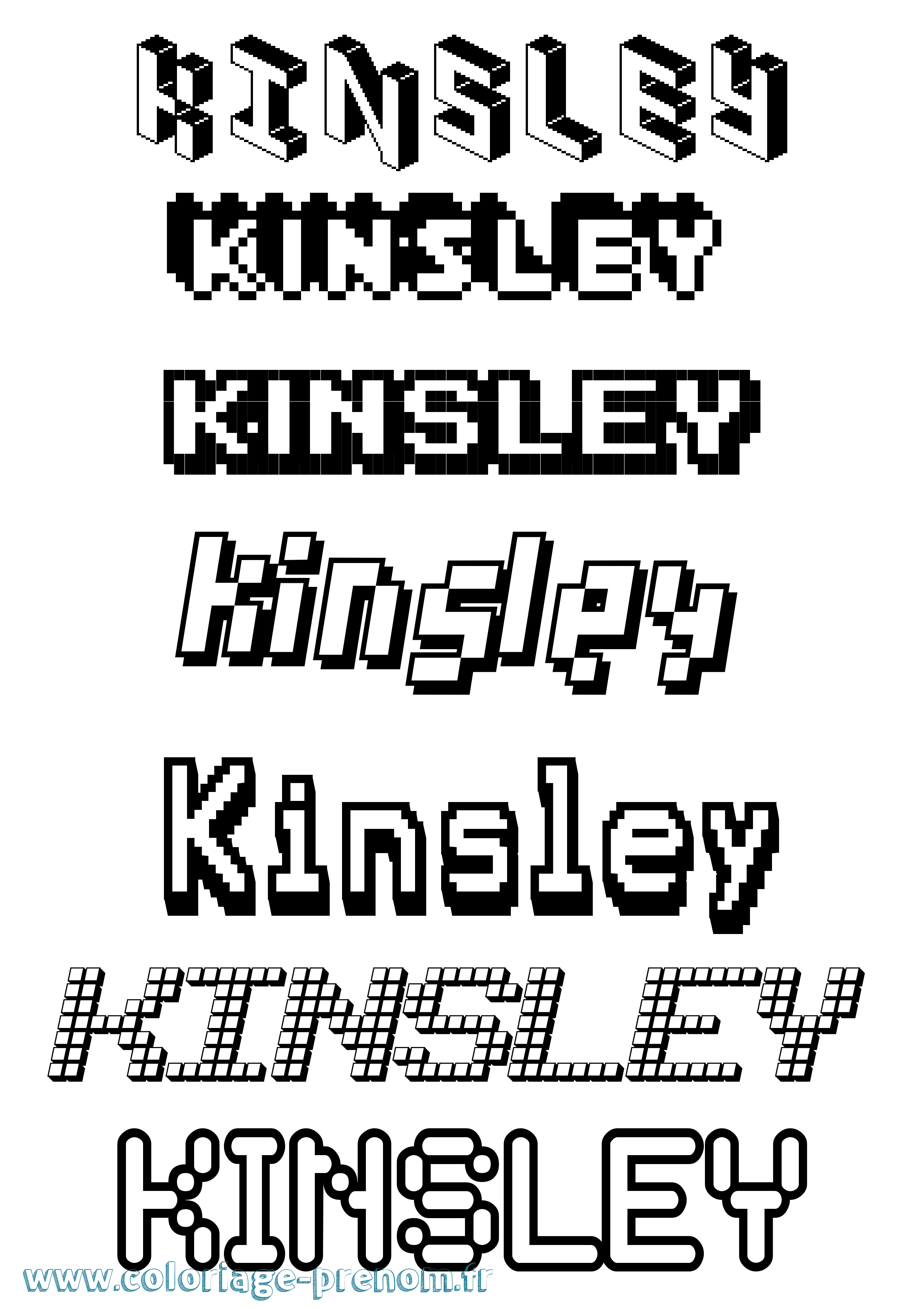 Coloriage Kinsley Pixel Coloriage prénom Kinsley Pixel