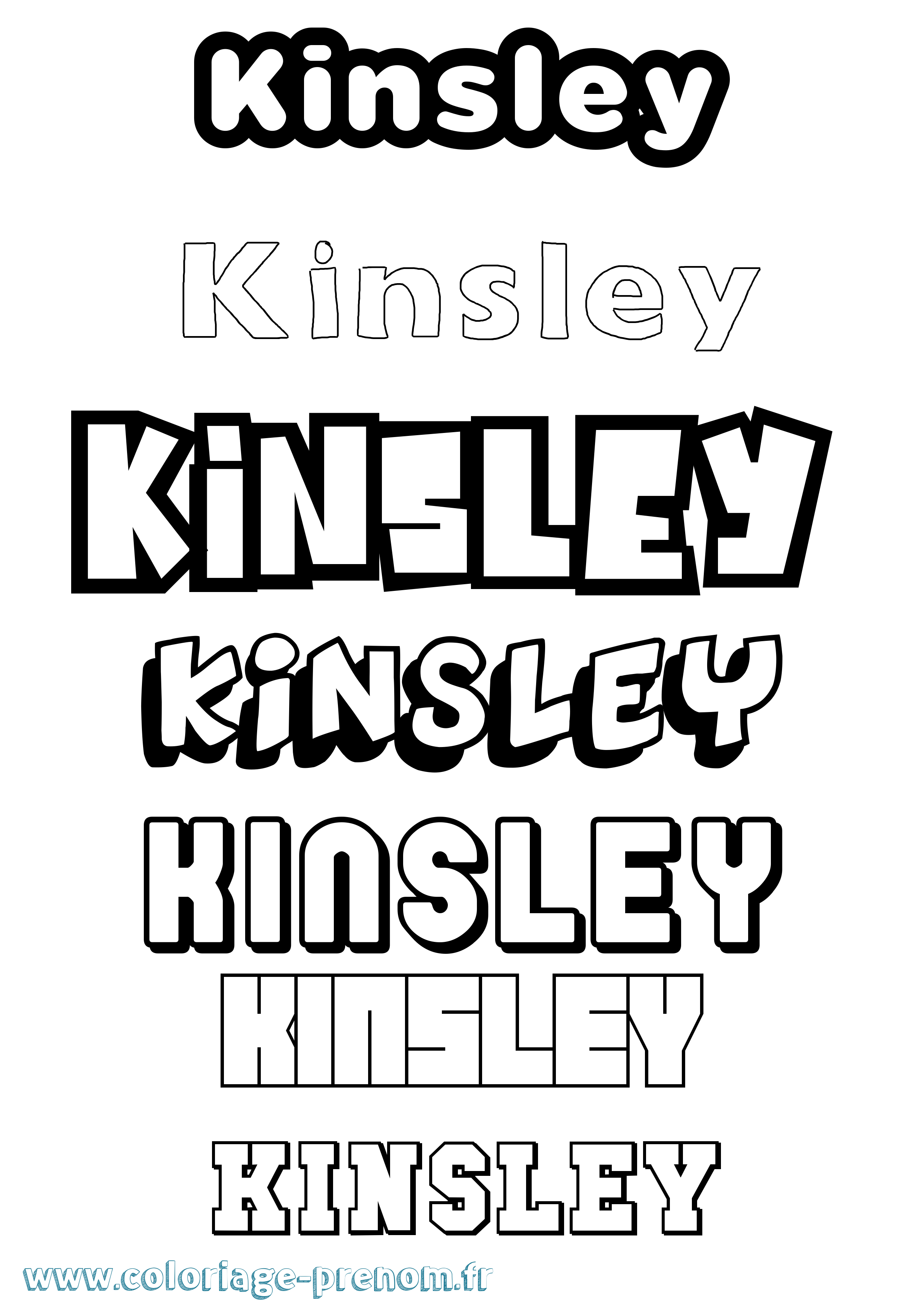 Coloriage Kinsley Simple Coloriage prénom Kinsley Simple