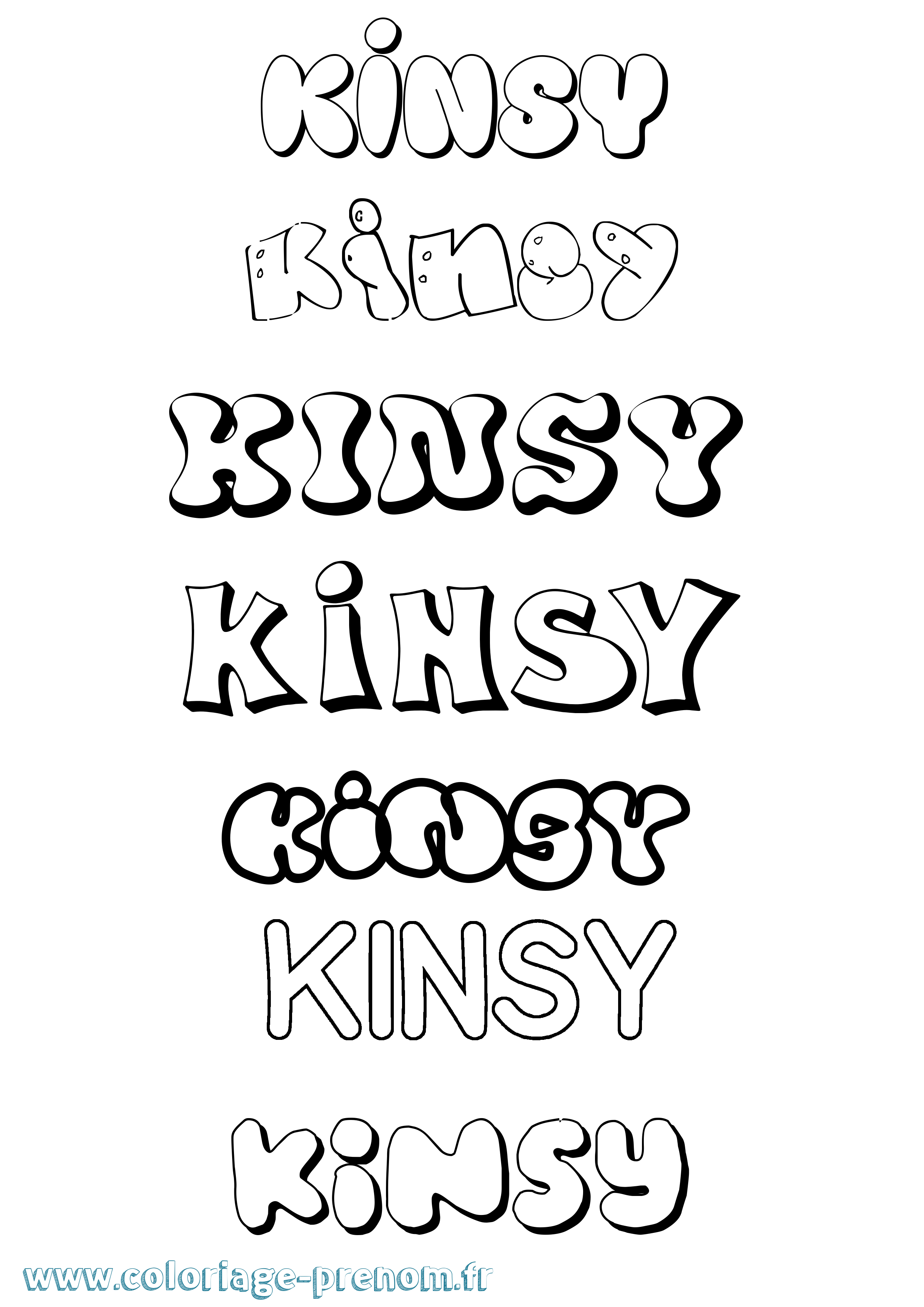 Coloriage Kinsy Bubble Coloriage prénom Kinsy Bubble