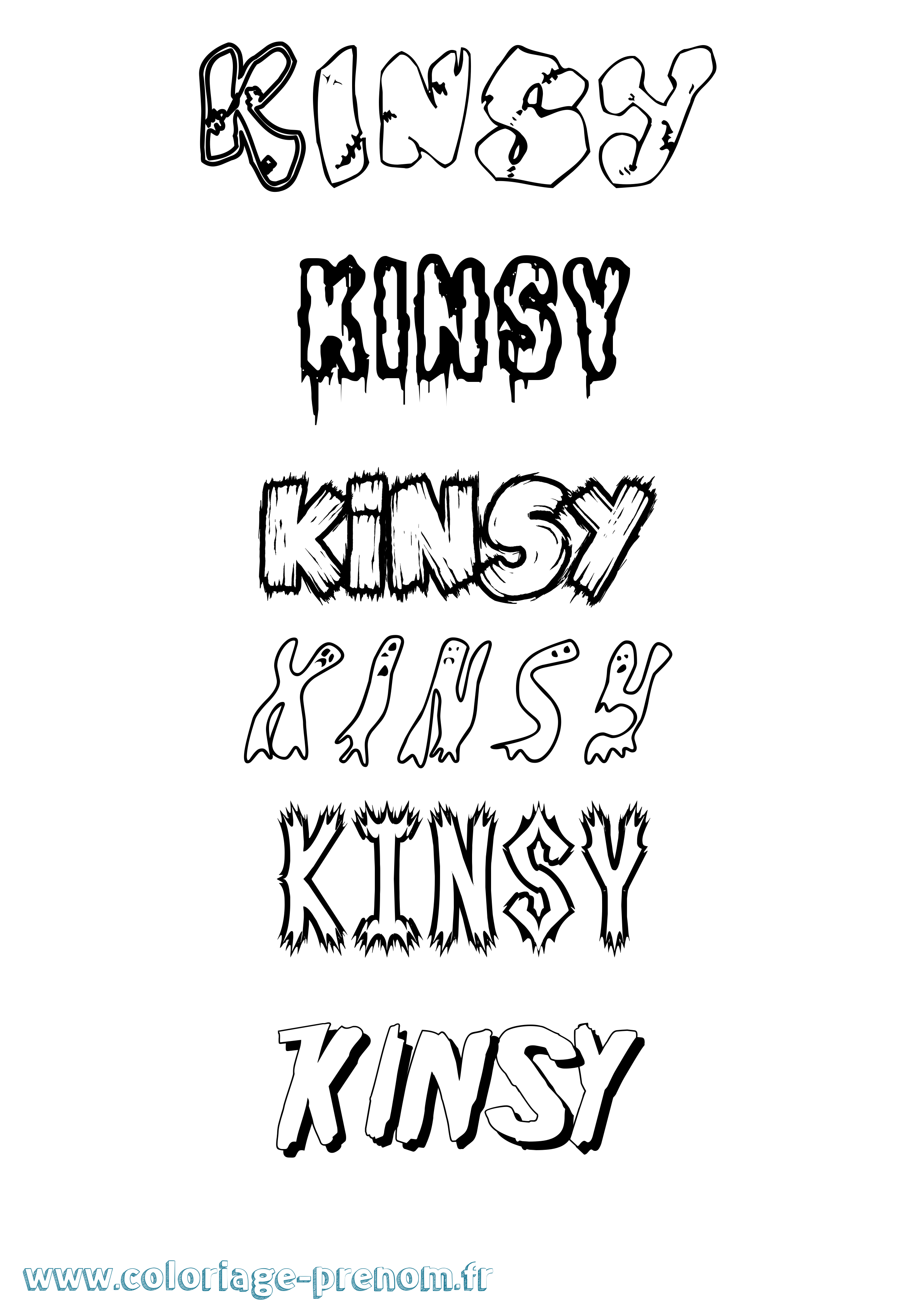 Coloriage Kinsy Frisson Coloriage prénom Kinsy Frisson