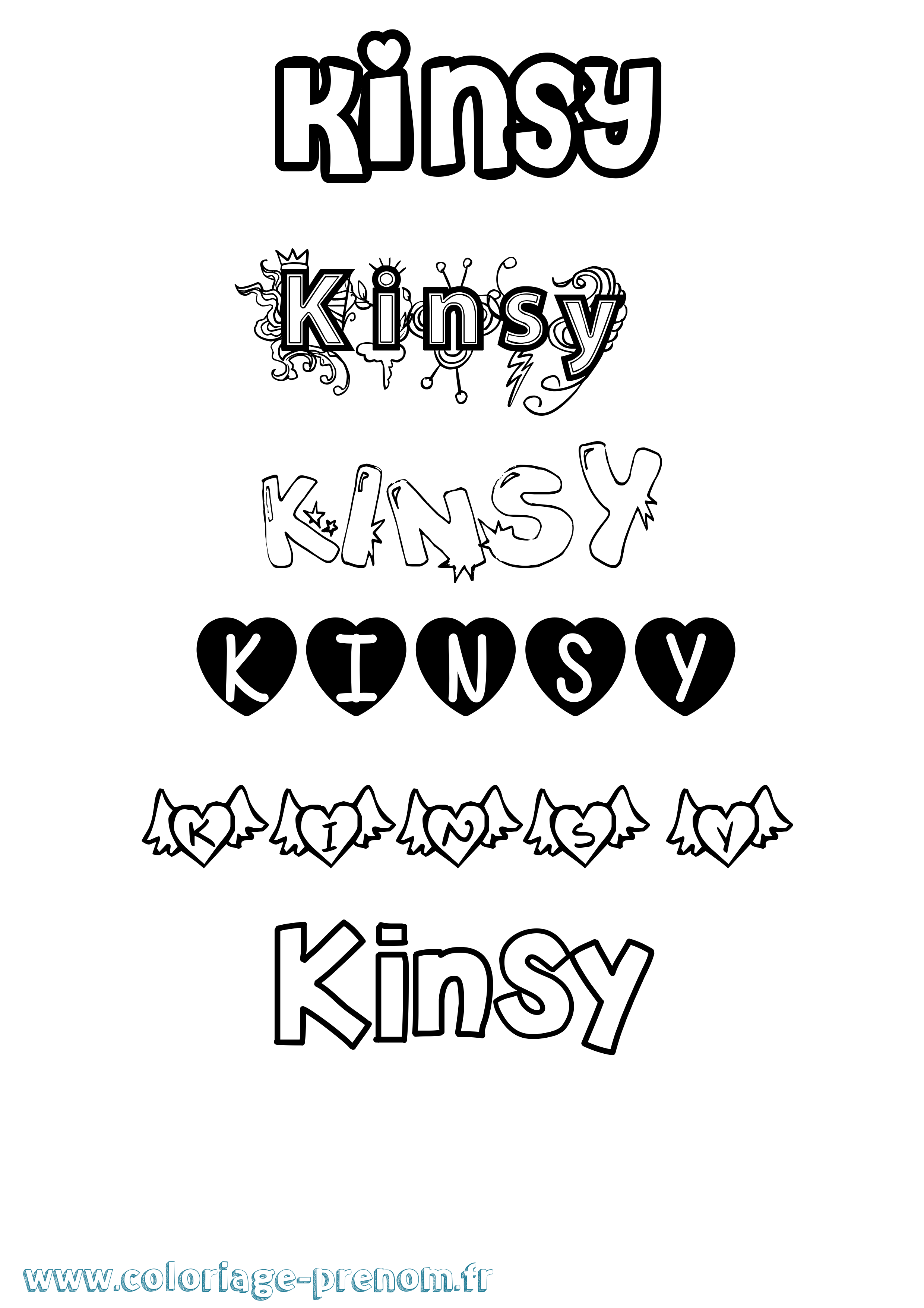 Coloriage Kinsy Girly Coloriage prénom Kinsy Girly