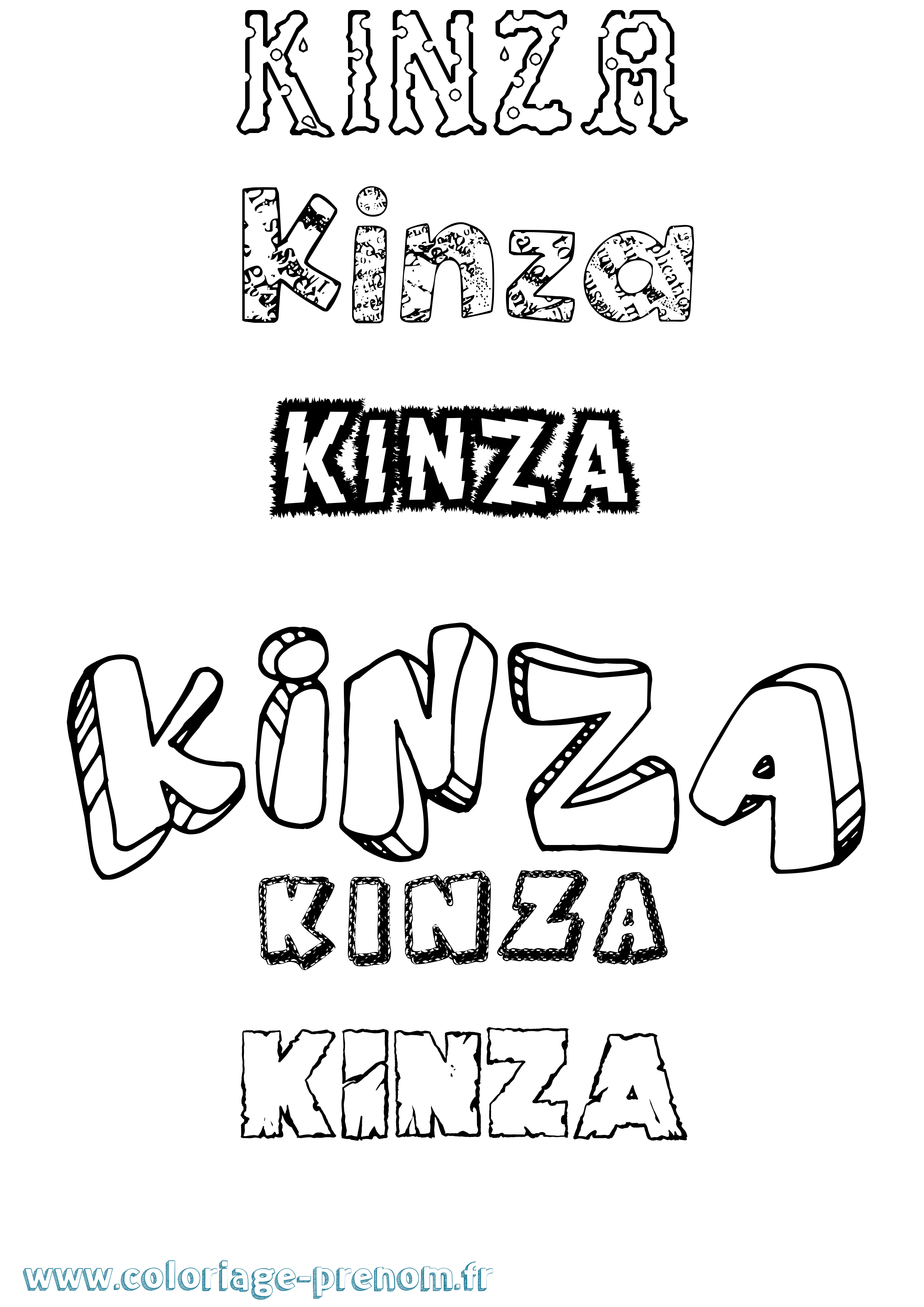 Coloriage Kinza Destructuré Coloriage prénom Kinza Destructuré