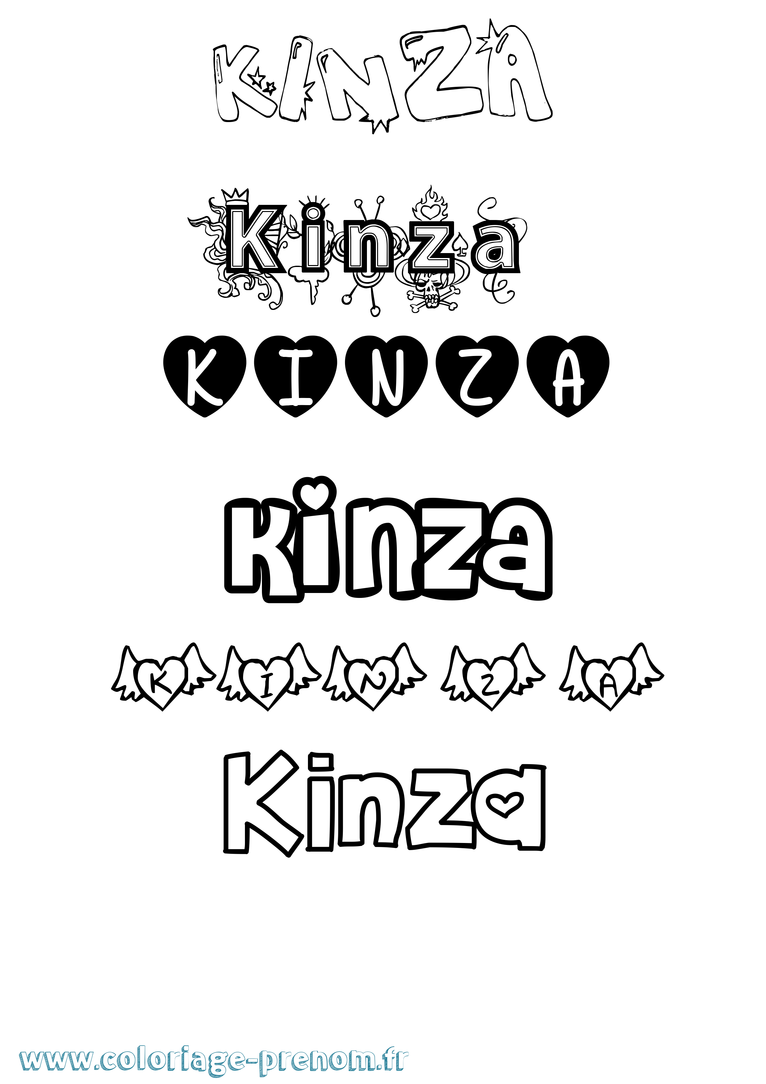 Coloriage Kinza Girly Coloriage prénom Kinza Girly