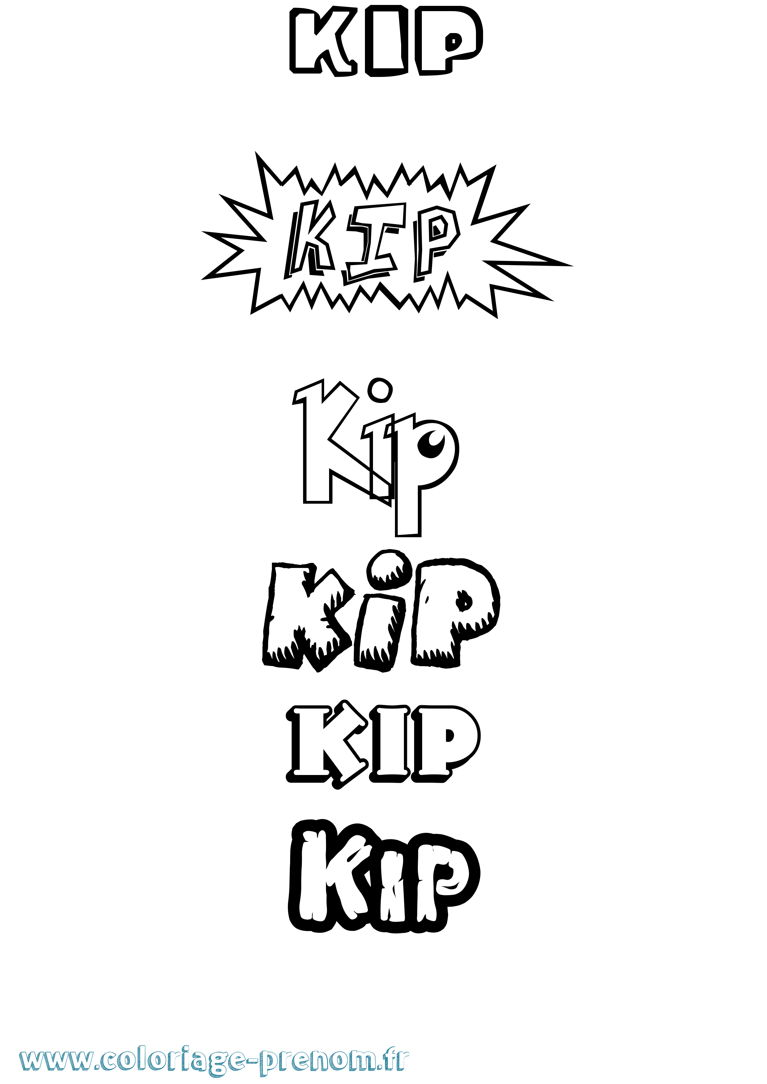 Coloriage Kip Dessin Animé Coloriage prénom Kip Dessin Animé