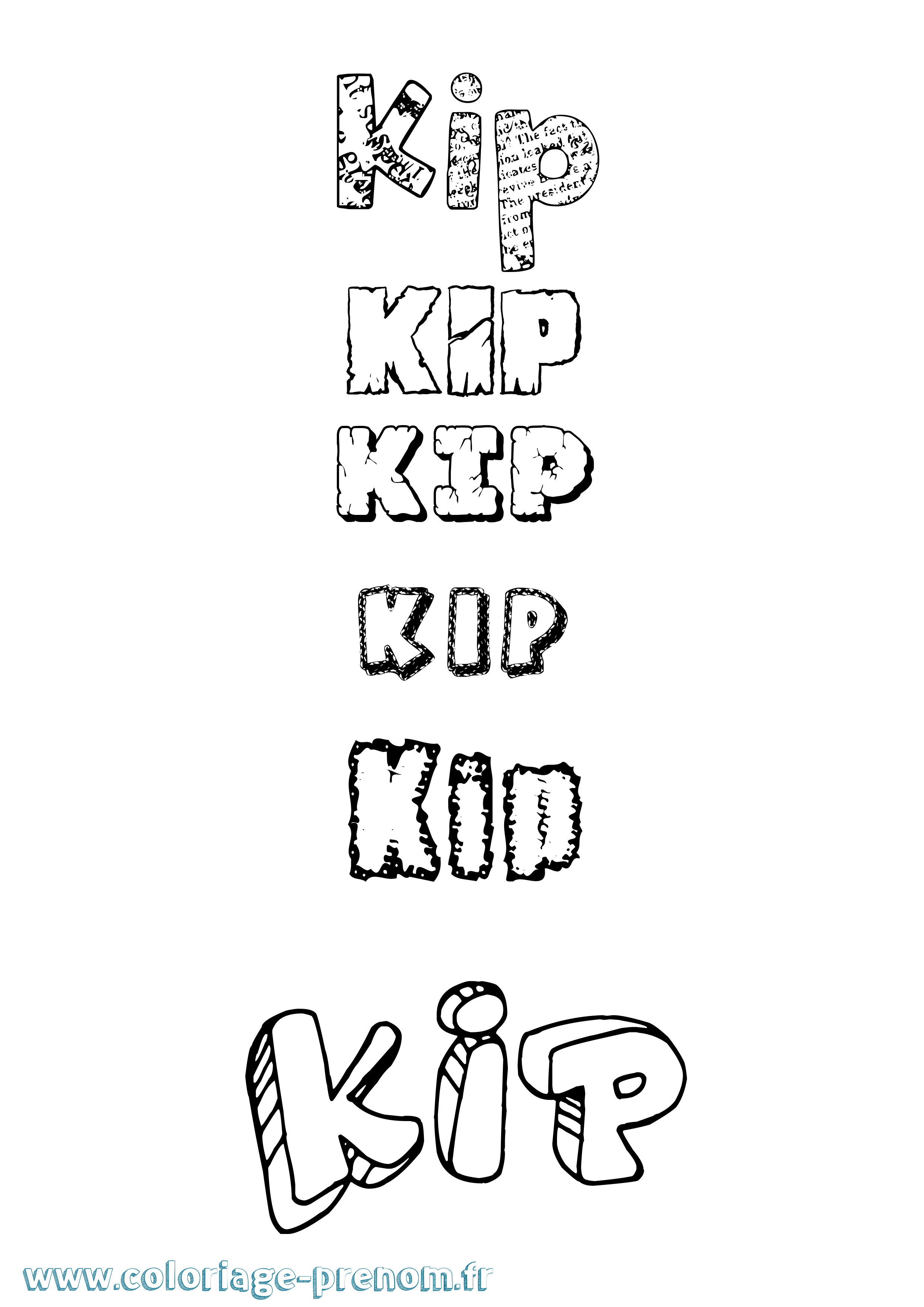 Coloriage Kip Destructuré Coloriage prénom Kip Destructuré