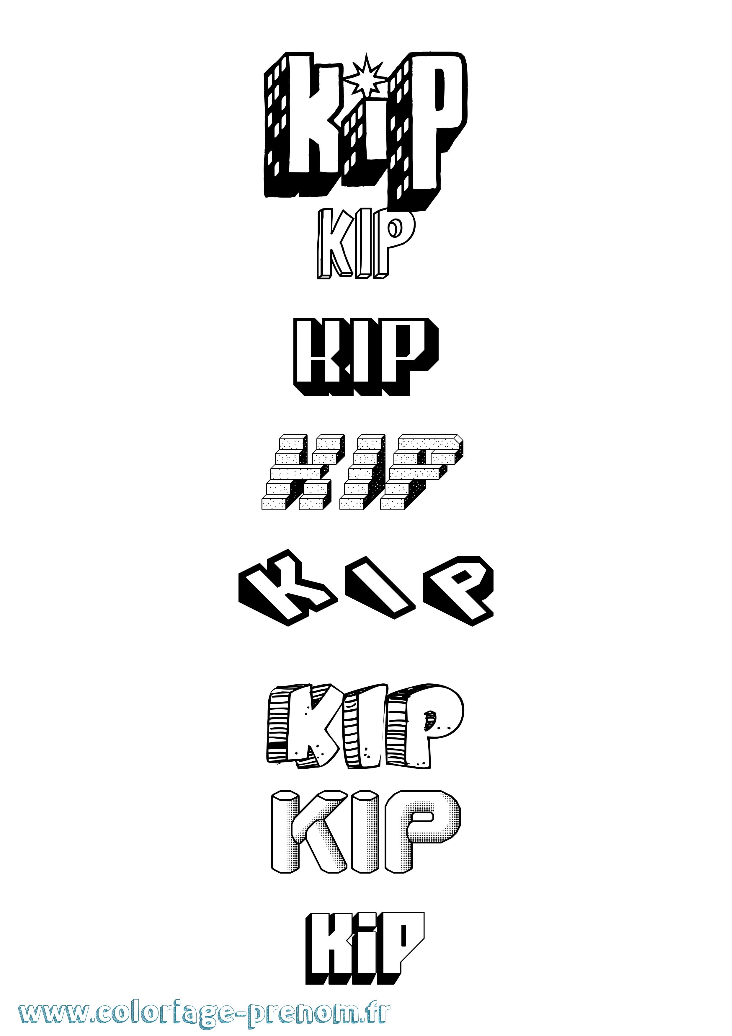Coloriage Kip Effet 3D Coloriage prénom Kip Effet 3D