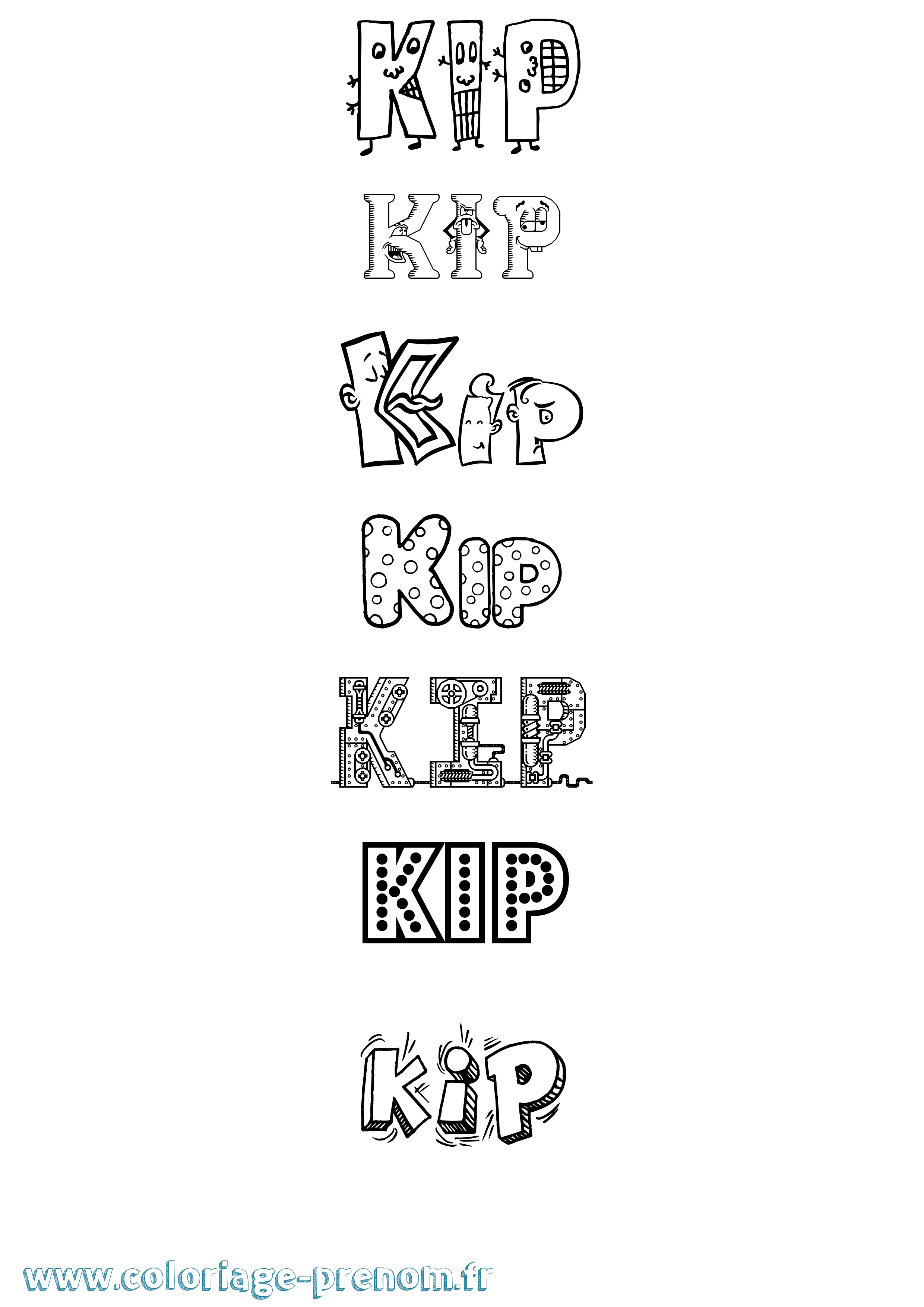 Coloriage Kip Fun Coloriage prénom Kip Fun