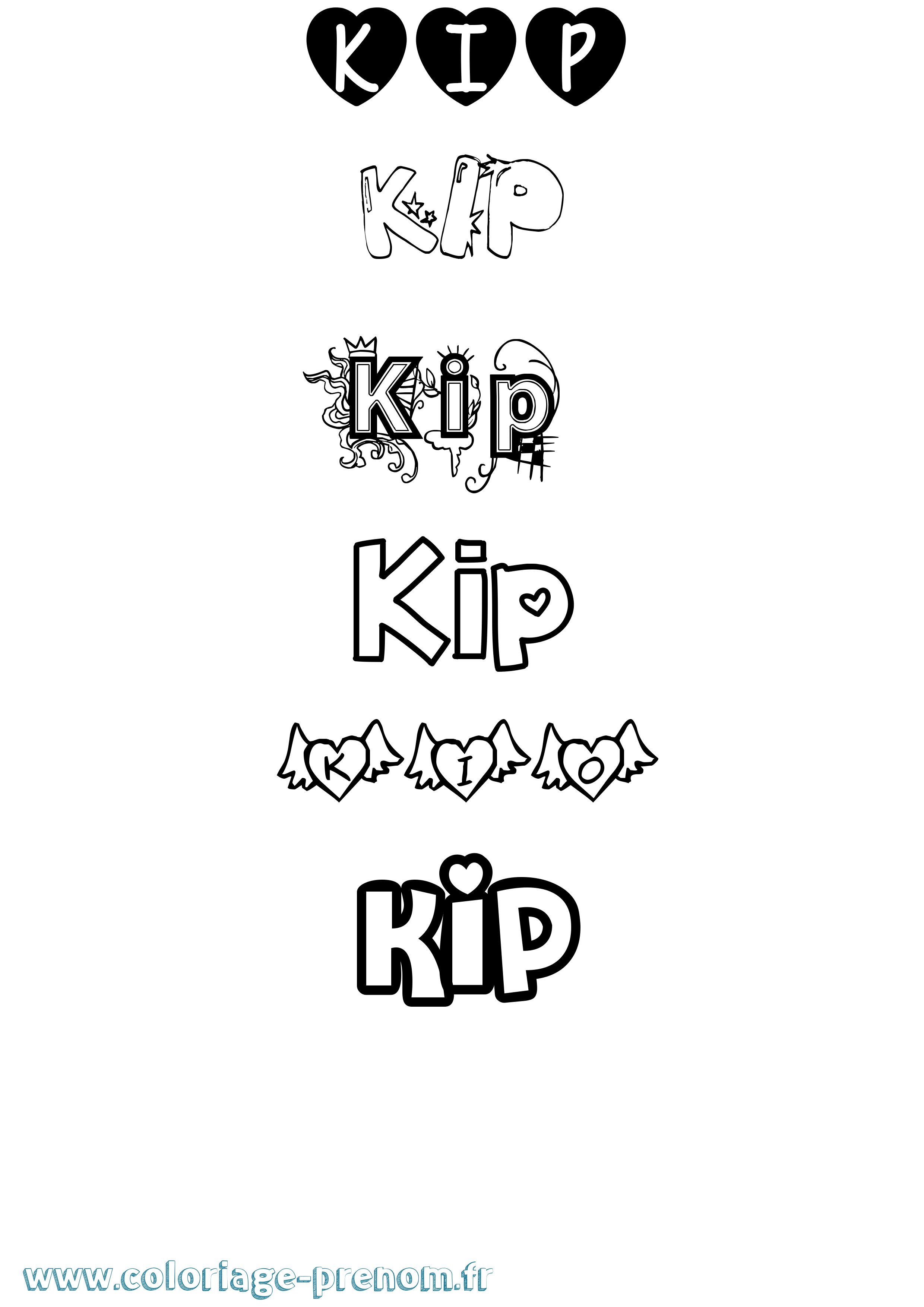 Coloriage Kip Girly Coloriage prénom Kip Girly