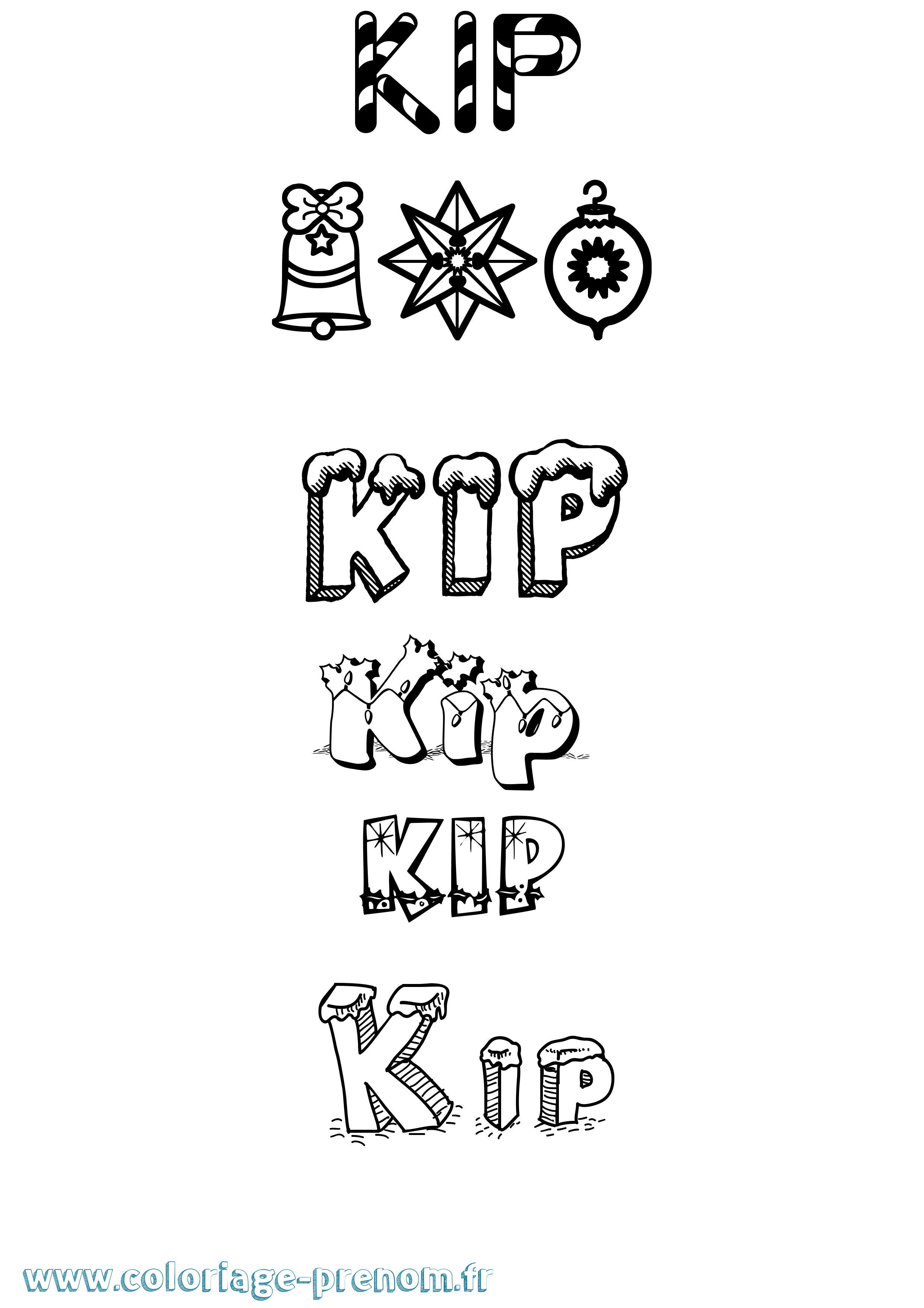 Coloriage Kip Noël Coloriage prénom Kip Noël