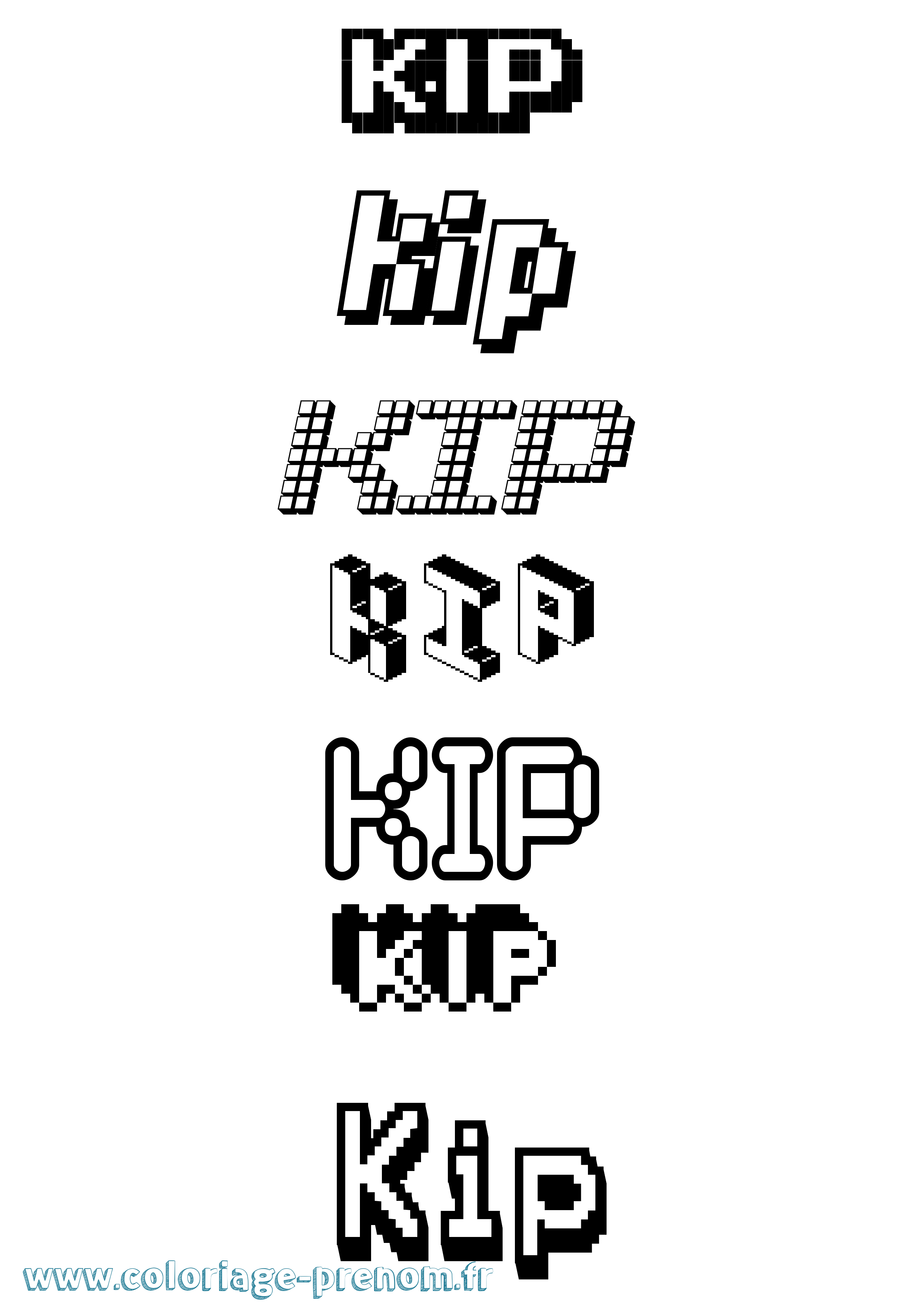 Coloriage Kip Pixel Coloriage prénom Kip Pixel