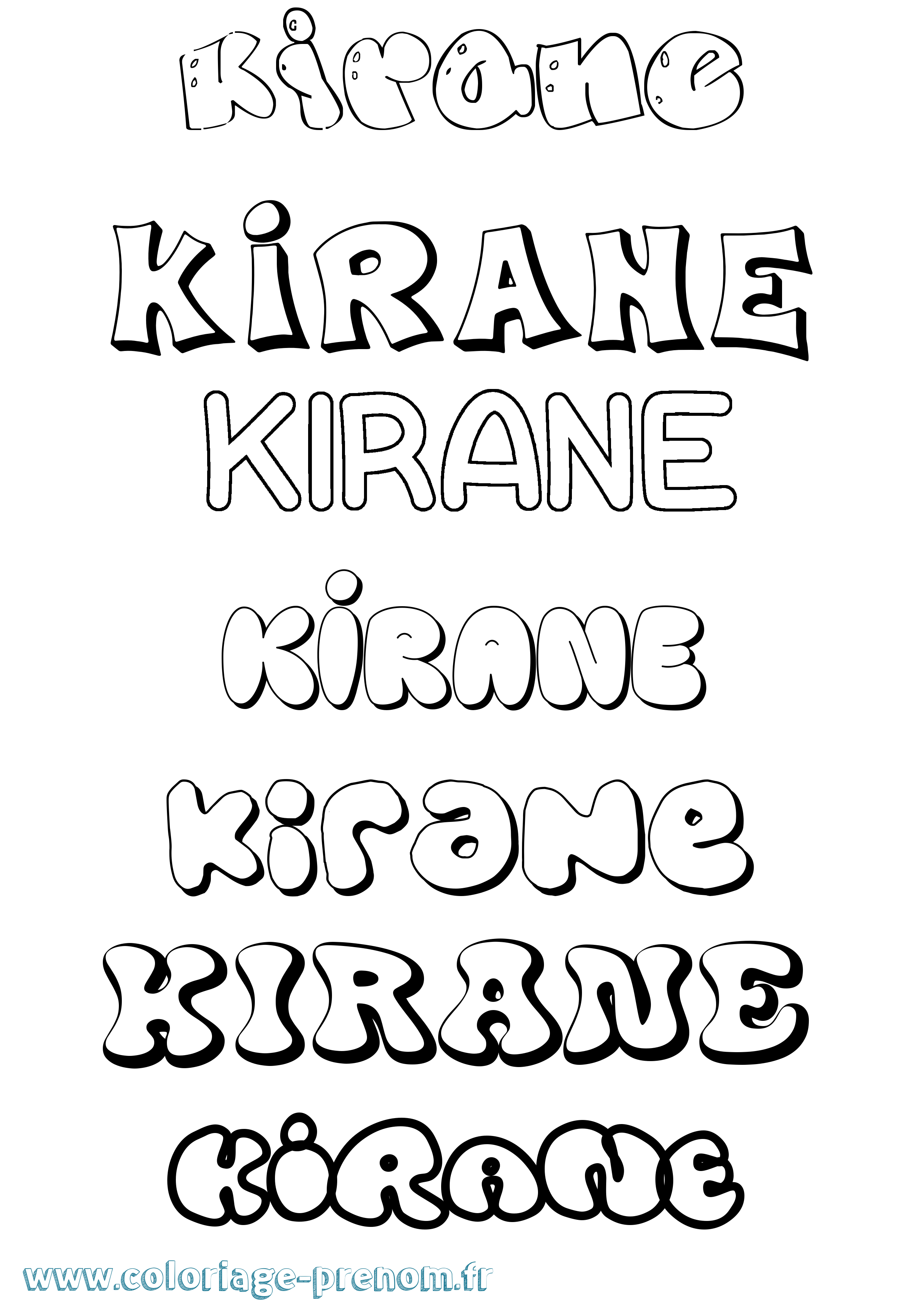 Coloriage Kirane Bubble Coloriage prénom Kirane Bubble