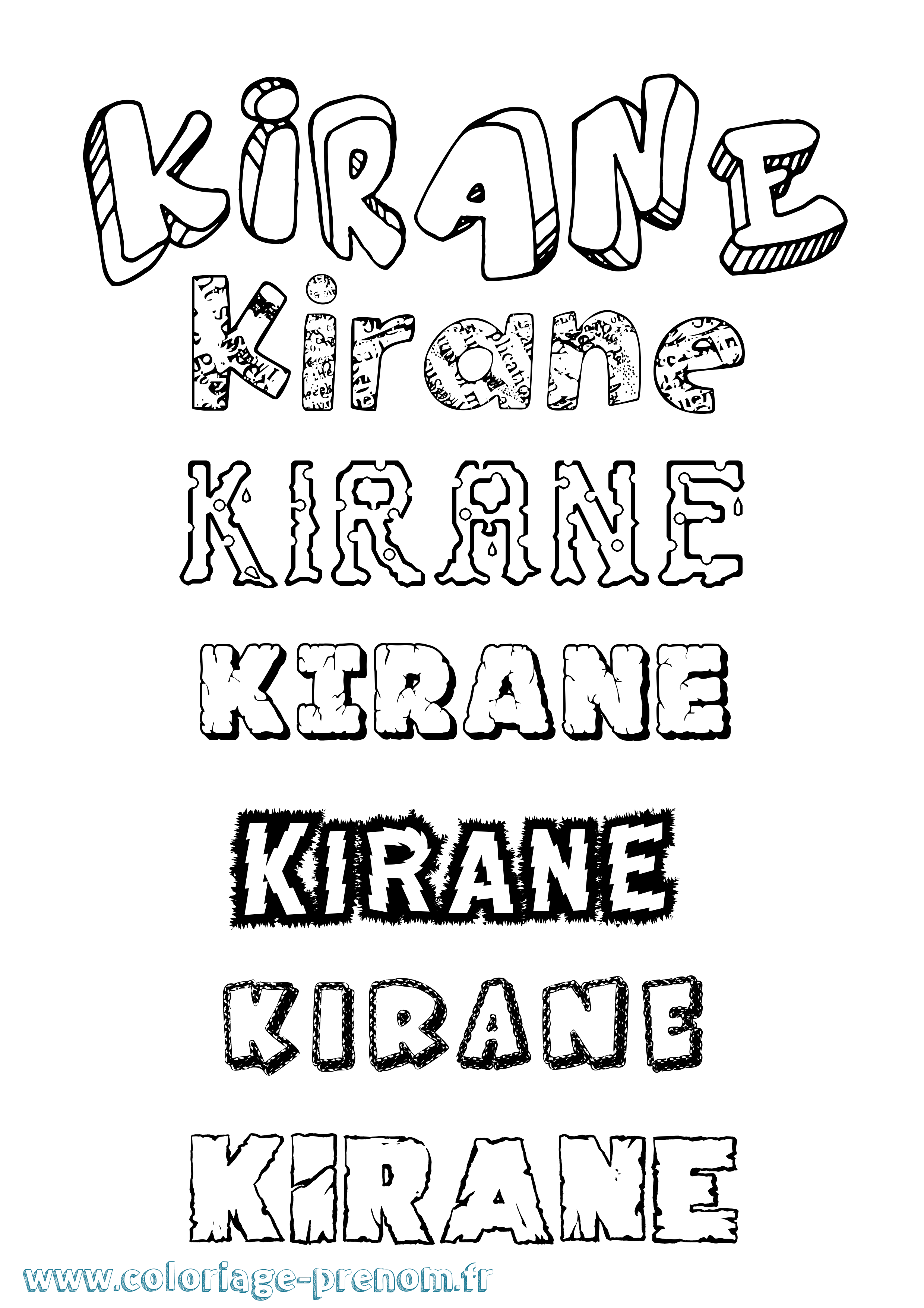 Coloriage Kirane Destructuré Coloriage prénom Kirane Destructuré