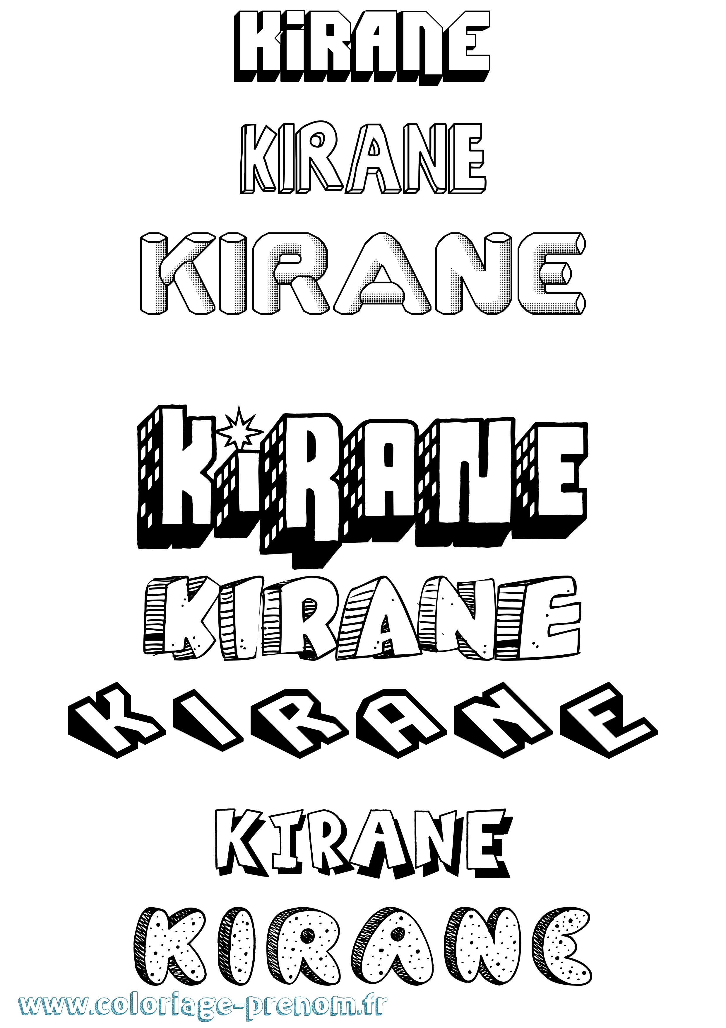 Coloriage Kirane Effet 3D Coloriage prénom Kirane Effet 3D