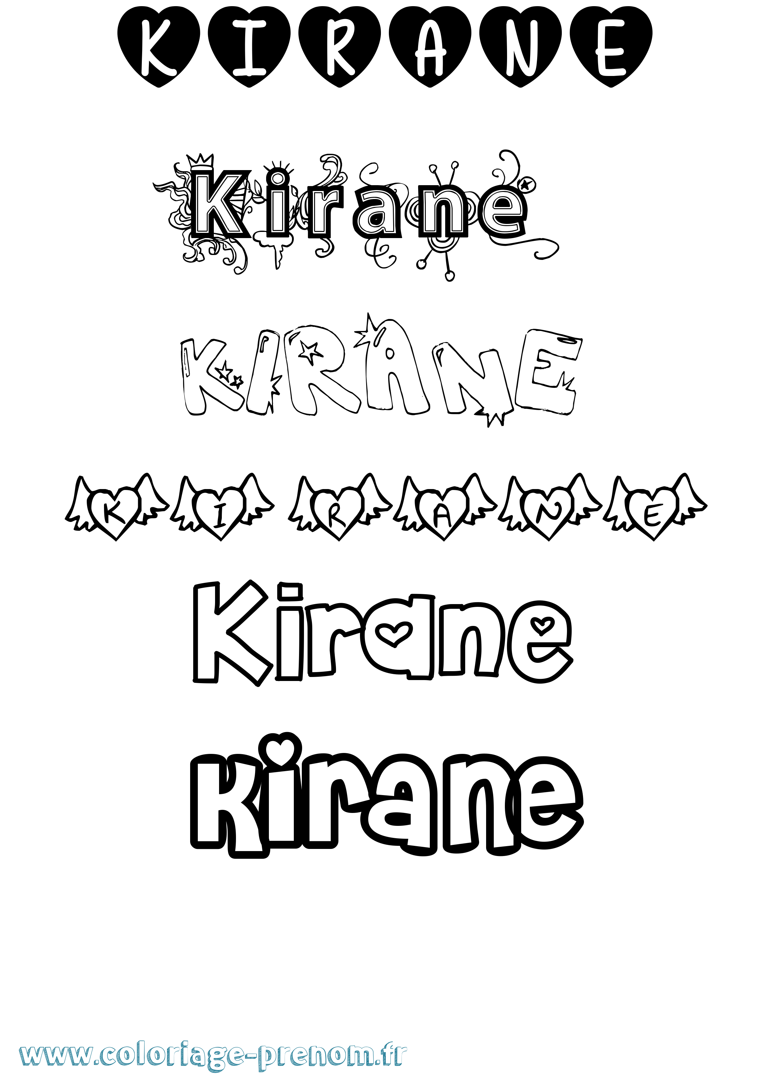 Coloriage Kirane Girly Coloriage prénom Kirane Girly