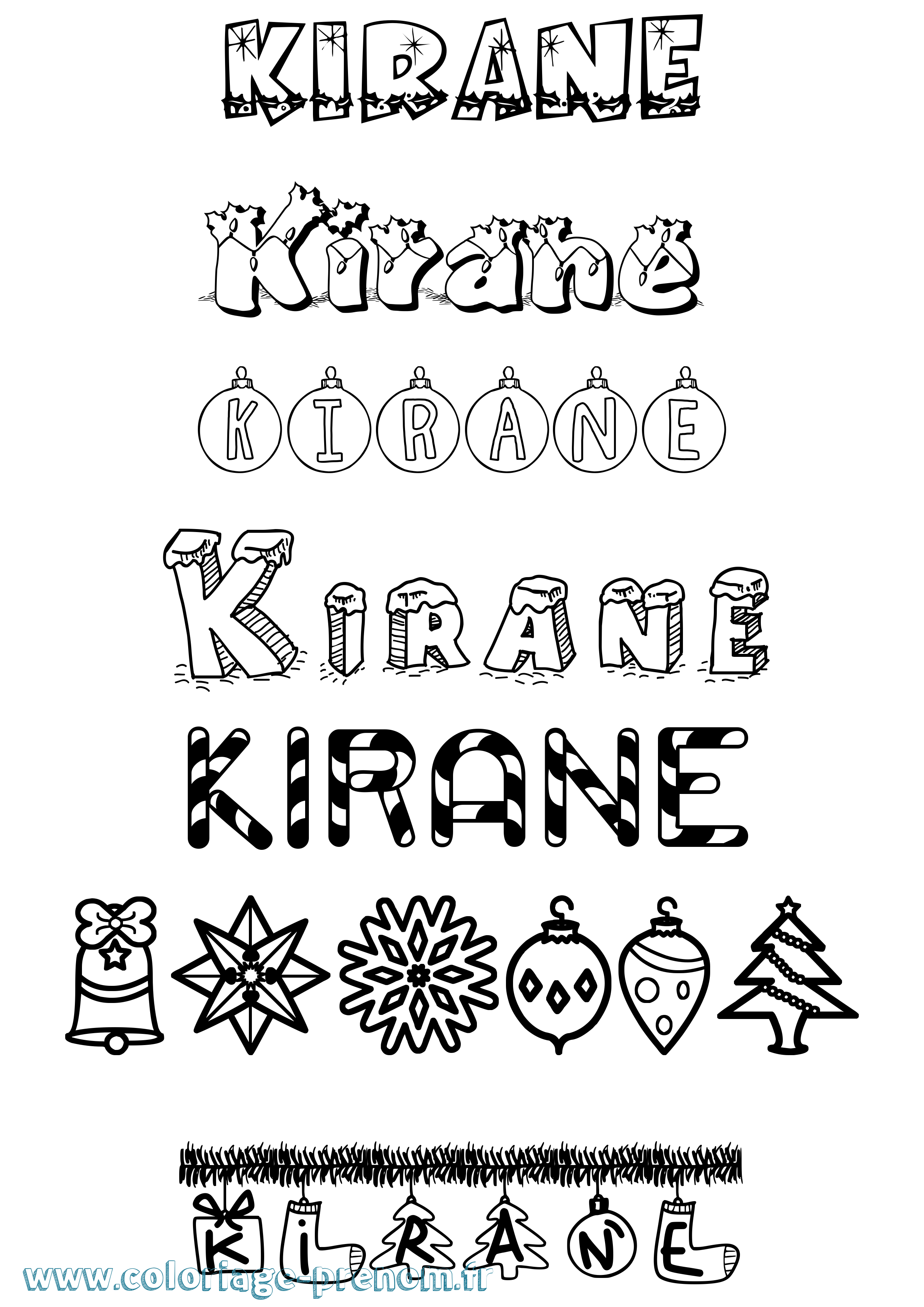 Coloriage Kirane Noël Coloriage prénom Kirane Noël