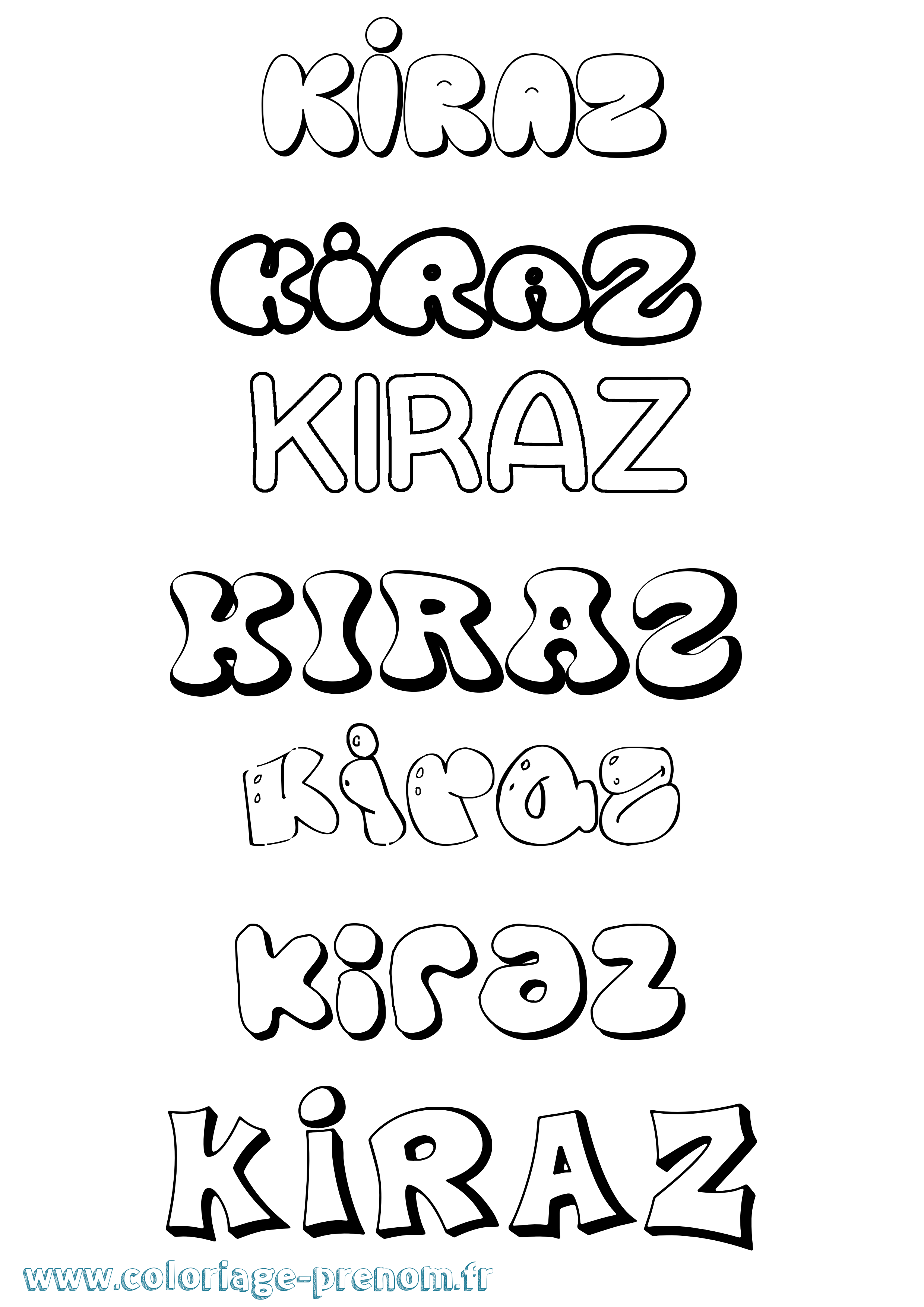 Coloriage Kiraz Bubble Coloriage prénom Kiraz Bubble