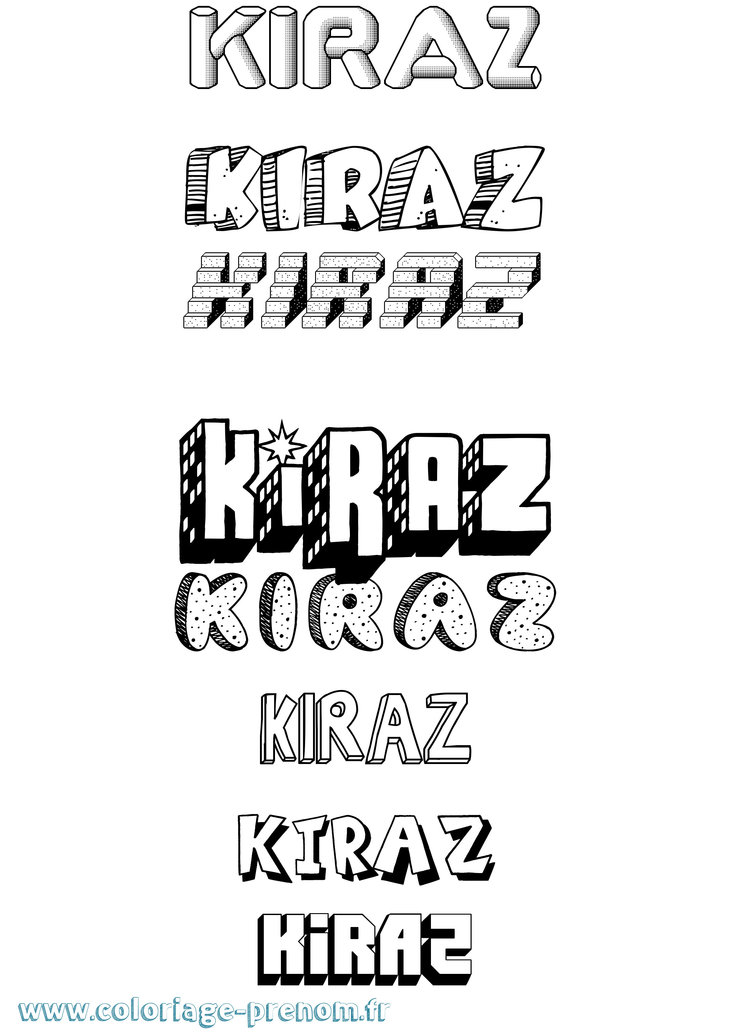 Coloriage Kiraz Effet 3D Coloriage prénom Kiraz Effet 3D