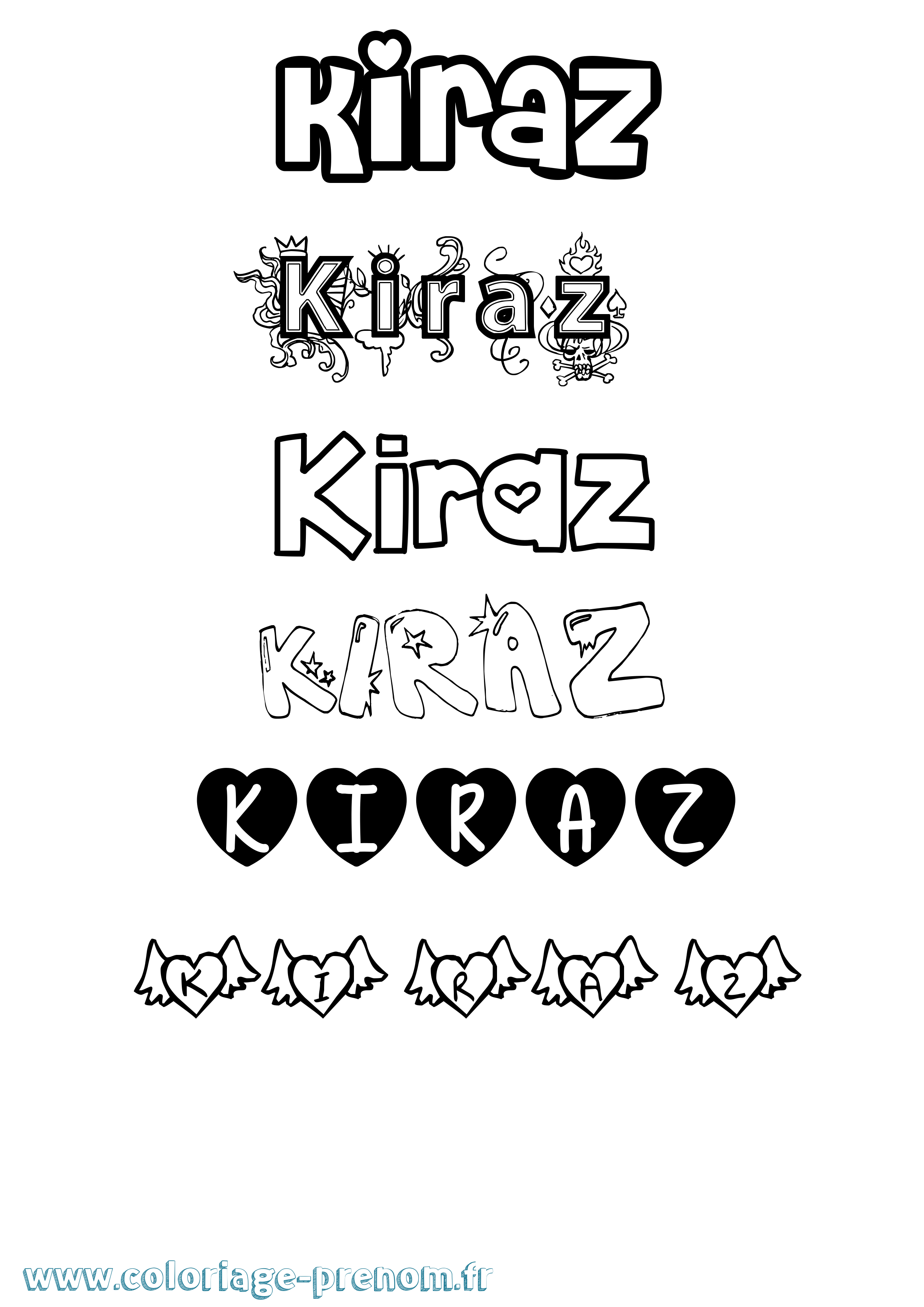 Coloriage Kiraz Girly Coloriage prénom Kiraz Girly