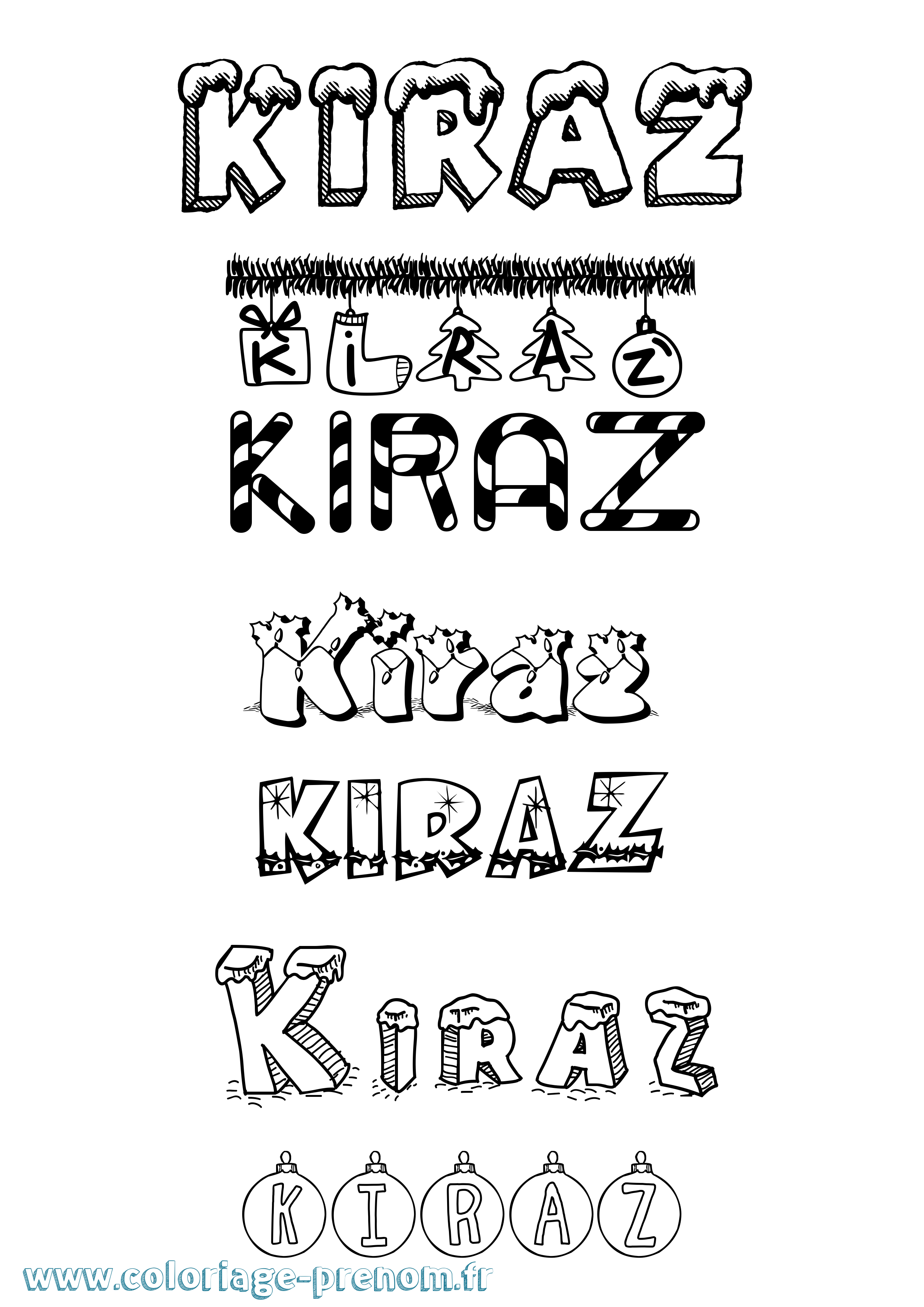Coloriage Kiraz Noël Coloriage prénom Kiraz Noël