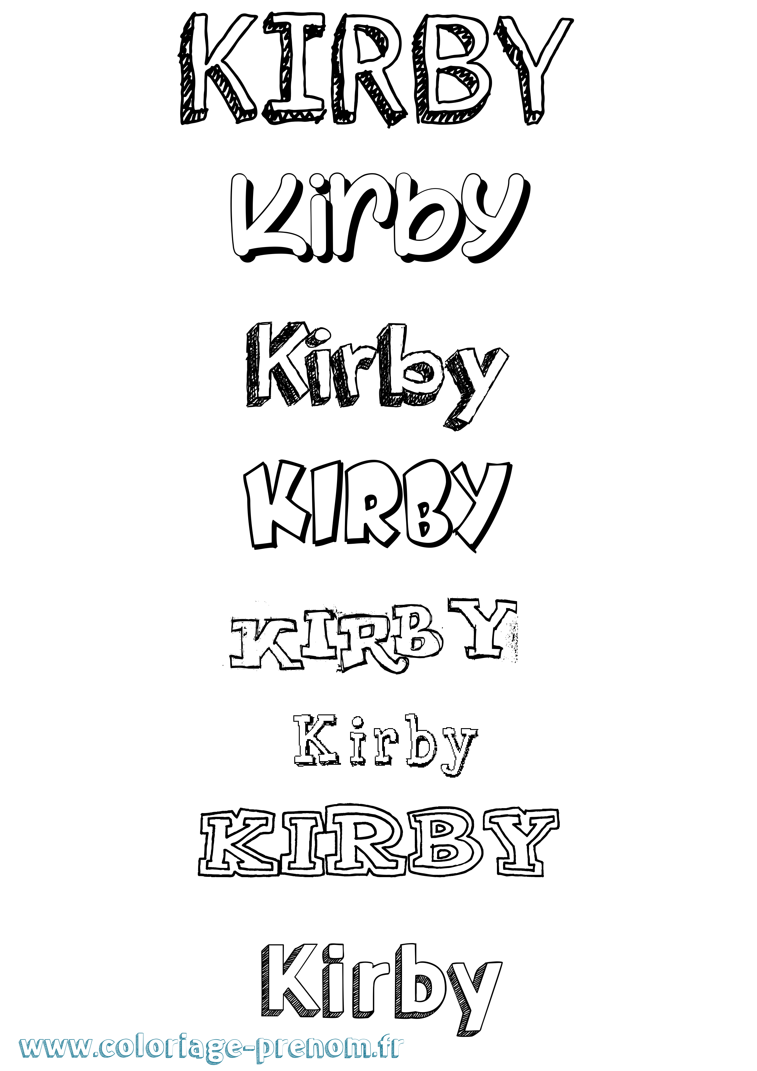 Coloriage Kirby Dessiné Coloriage prénom Kirby Dessiné