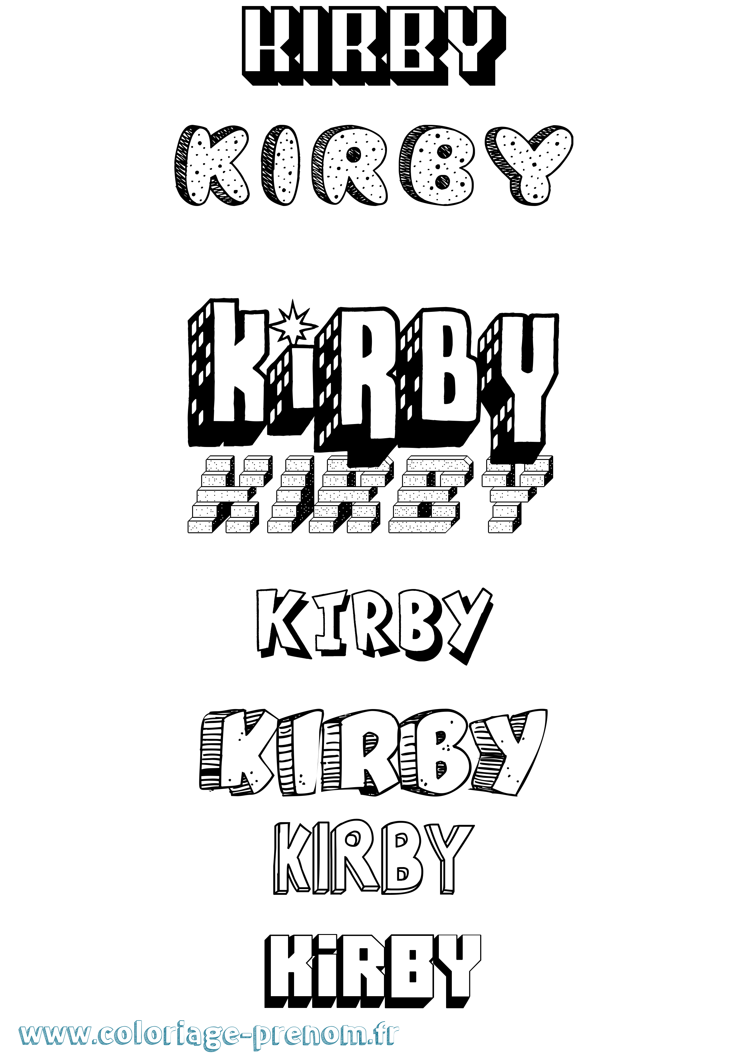 Coloriage Kirby Effet 3D Coloriage prénom Kirby Effet 3D
